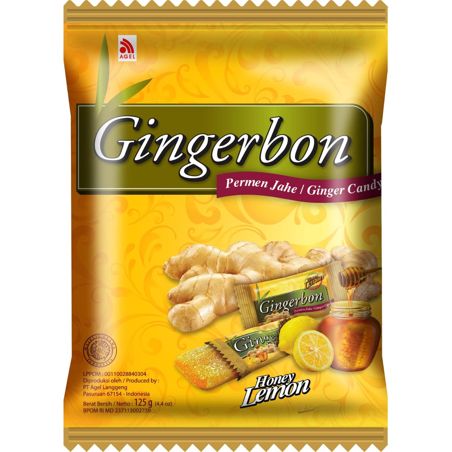 Gingerbon Permen Jahe Ginger Candy with Honey Lemon 125 g / 4.4 oz