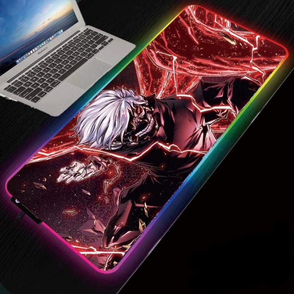 Mouse Pads Tokyo Ghoul RGB Gaming Mouse Pad Large Computer Anime LED Backlight Mouse Mat Carpet Keyboard Desk Mat (700×300×4mm)