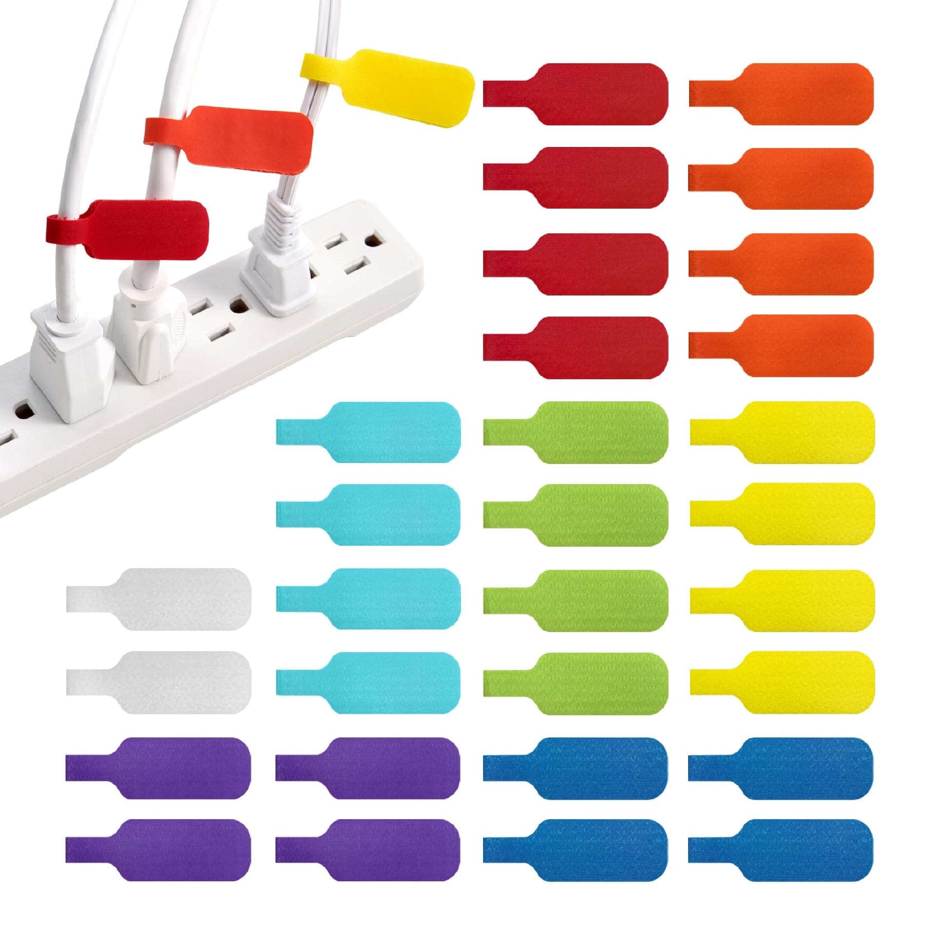 Cable Labels, Medium, Multi-Color (30-Pack) Write On Cord Tags for Wire Management and Identification