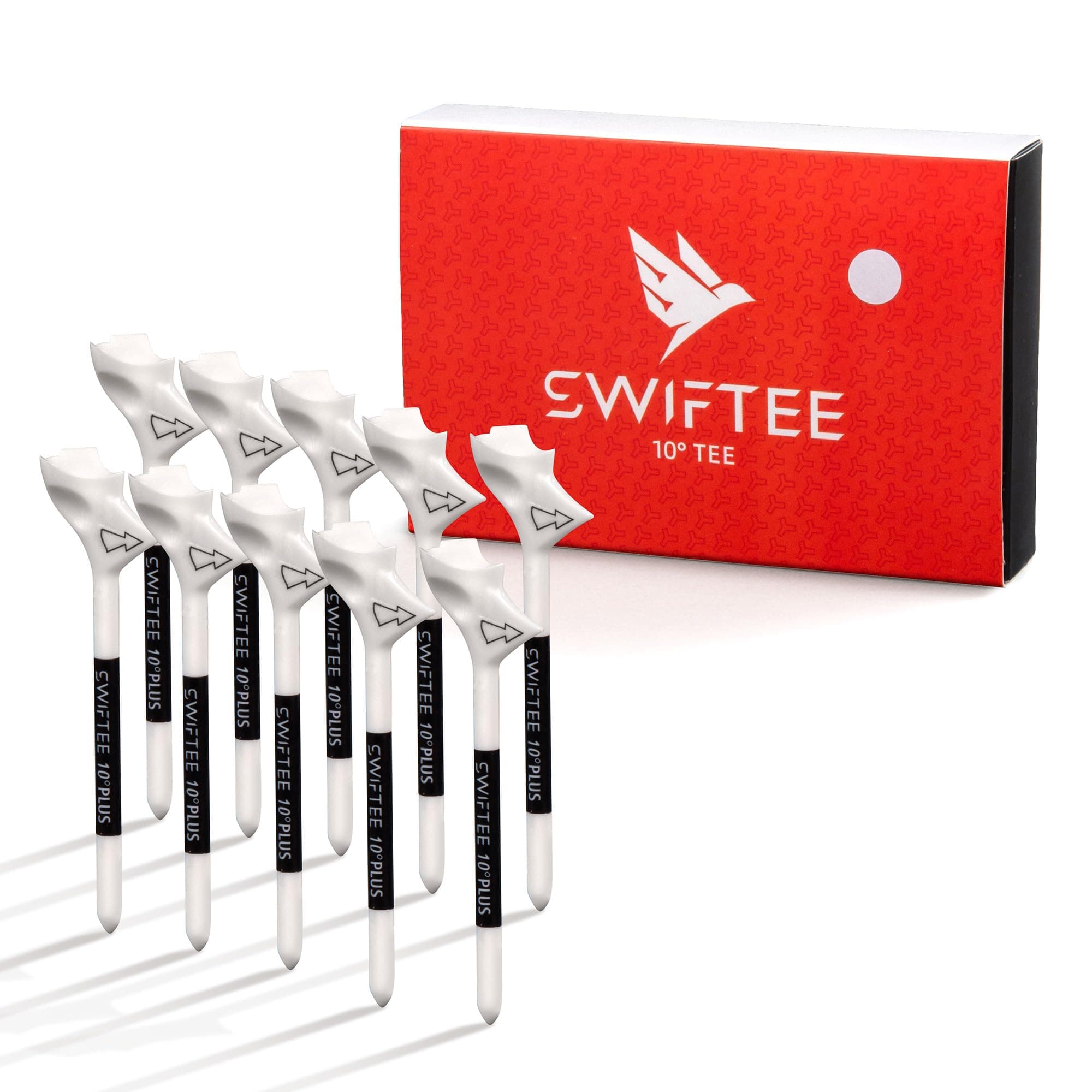 SWIFTEE Premium 10 Degree Golf Tees for Driver or Iron - Help Reduce Spin & Slice, Improve Distance & Precision (Pack of 10 Tees)