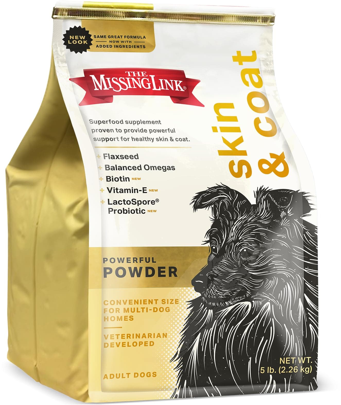 Skin & Coat + Probiotics Supplement 5lb Bag - Powerful Superfood Powder for Dogs Supports Healthy Skin & Glossy Coat, Promotes Hair Growth