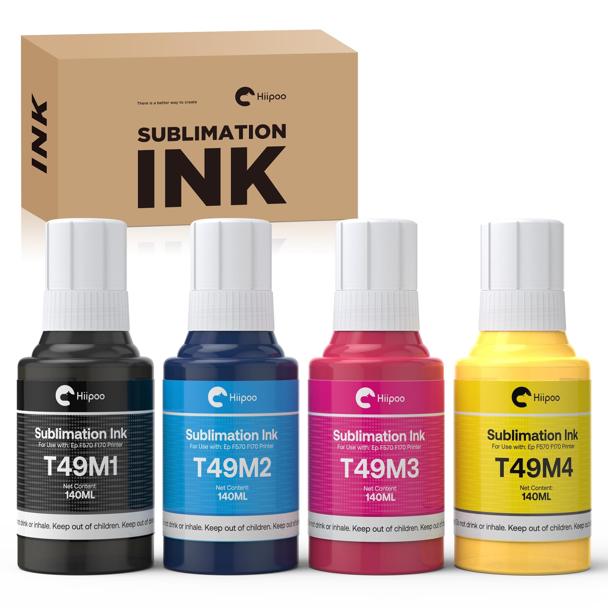 560ML T49M Sublimation Ink for Epson Surecolor F170 F570 Sublimation Printer(T49M1 T49M2 T49M3 T49M4 Autofill/ICC-Free/Anti-UV)