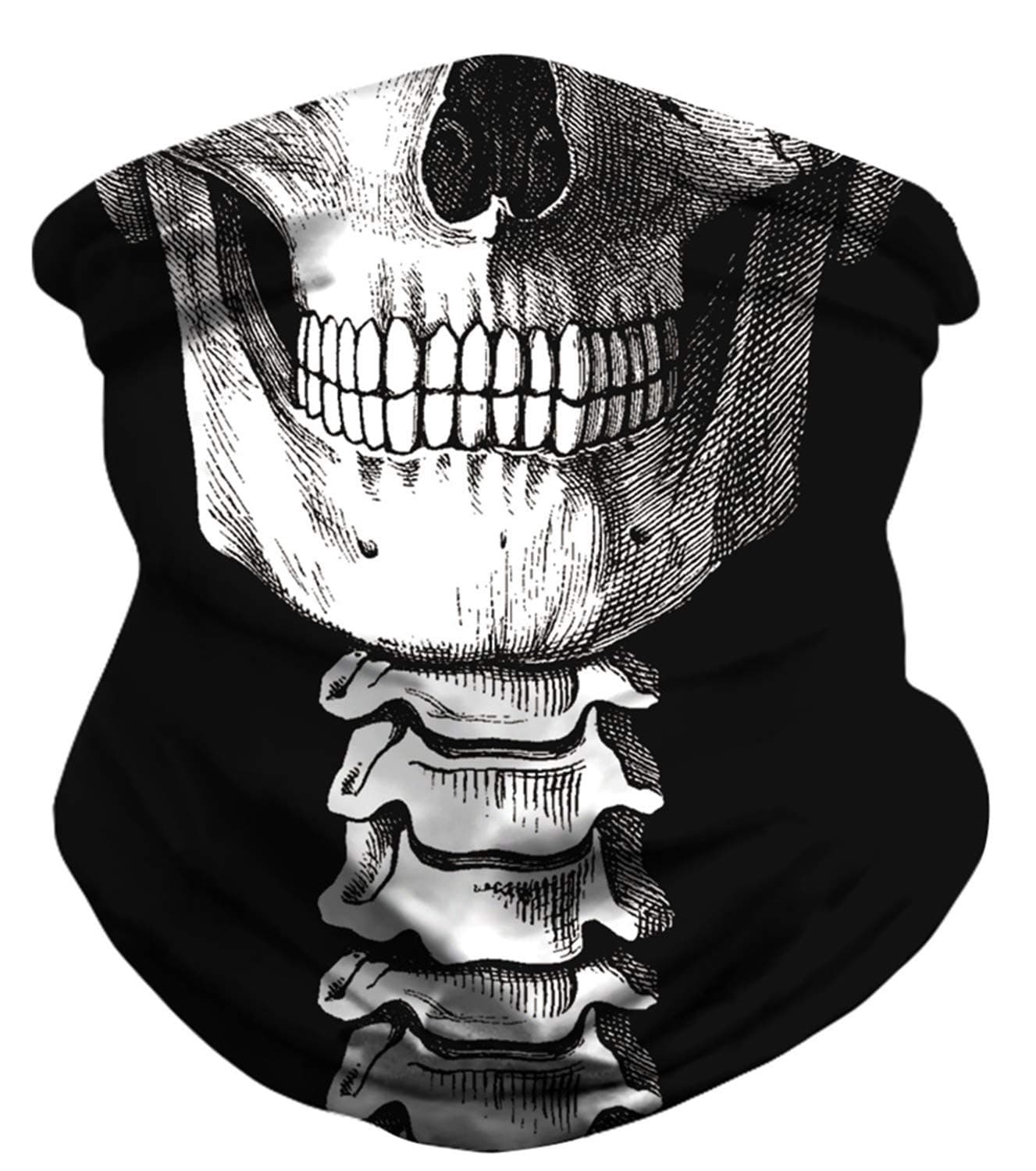 SAMEFAR Unisex Seamless Bandana for Rave Face Bandana Dust Wind UV Sun Protection Neck Gaiter Tube Headwear for Women Men Festival Party Motorcycle Riding Fishing Hunting Outdoor Spine Skull