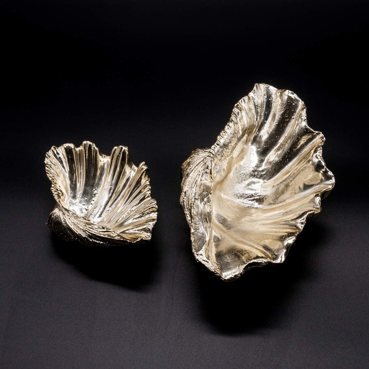 Velener Golden Resin Seashell Decorative Bowl (Set of 2)