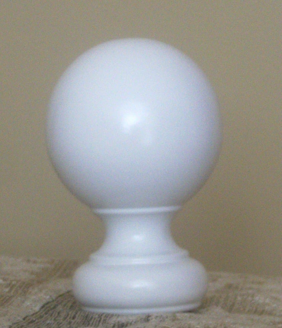 KirschWood Ball Finials for 1 3/8" Diameter Pole-1 Pair White