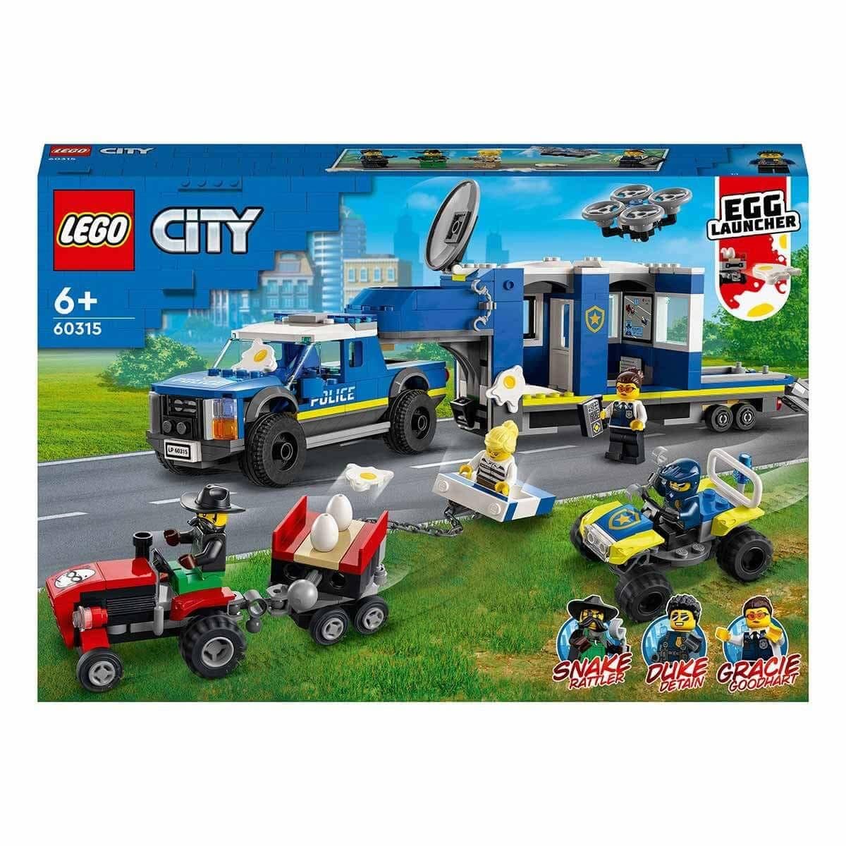 LEGO 60315 City Police Mobile Command Truck Toy with Prison Trailer, Drone, Tractor and ATV Car Toys plus 4 Minfigures, Gifts for Kids, Boys & Girls Age 6 Plus