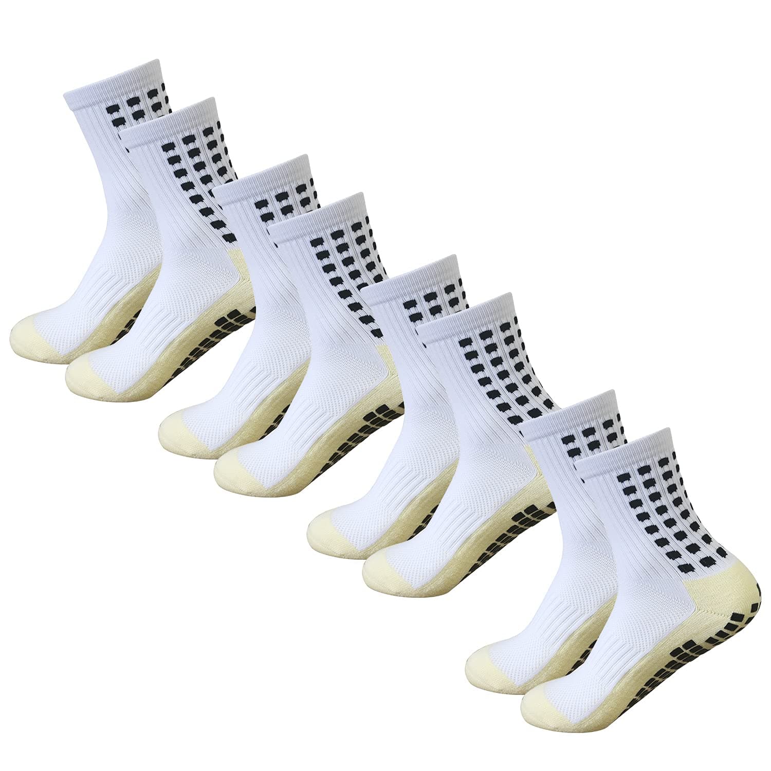 Grip Soccer Socks Anti Slip Non Slip Men's Athletic Socks for Football Basketball Sports, 4 Pair