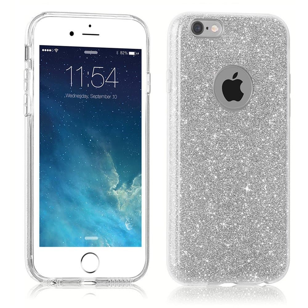 iPhone 6 Case/6S Case 4.7", uiano® Sparkling Premium [3 in 1 Layers Protection] Hybrid Glitter Bling Bling TPU phone Case Cover For iPhone 6 6S (Silver) [Lifetime Warranty]