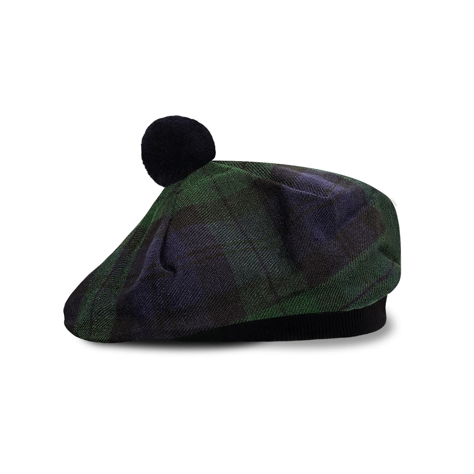 Scottish Tam o’ Shanter Hat Traditional Tartan Bonnet with Pom Pom | Acrylic Wool Flat Cap | One Size Fits Most