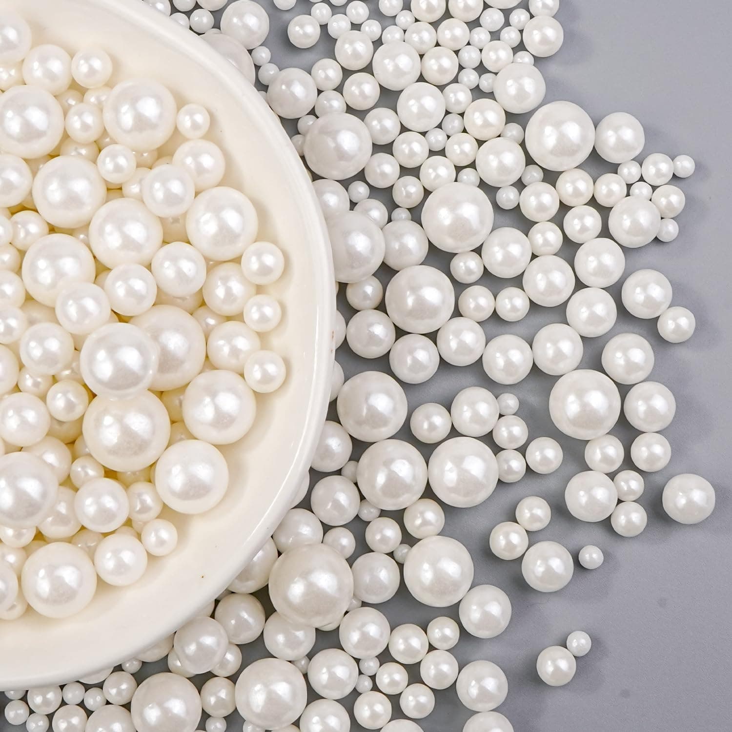 Dazzjoy Edible White Pearl Sugar Sprinkles, White Pearls for Cake Decorating, 130g/4.58oz, Candy Baking Cake Decorations, Cupcake Toppers & Cookie Decoration, Wedding Party Valentines Easter Supplies