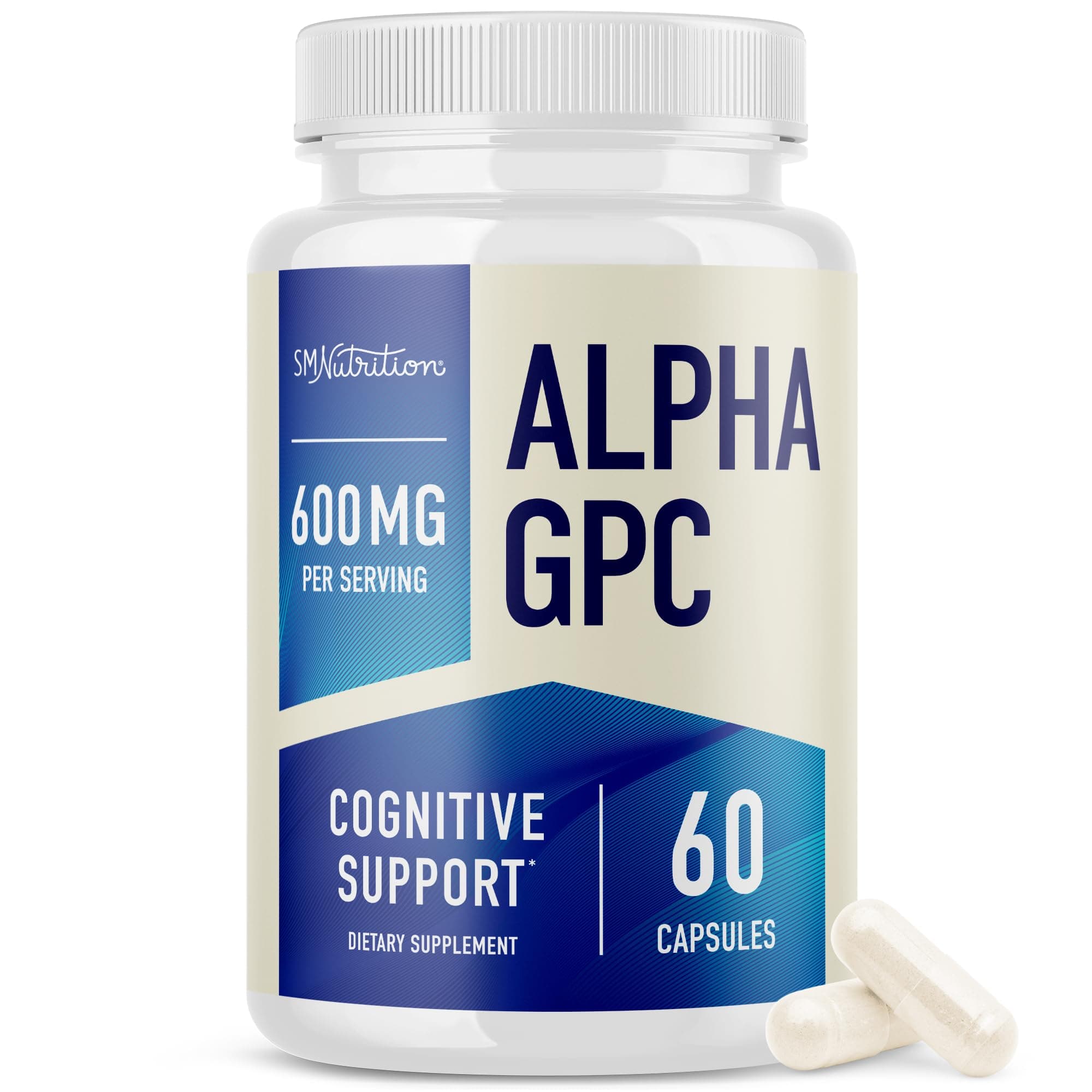 Alpha GPC 600 mg | Brain & Memory Support Supplement | Mental Performance, Focus & Clarity Support | Highly Purified Alpha-GPC Powder | Vegan, Formulated Non-GMO, 3rd-Party Tested | 60 Capsules