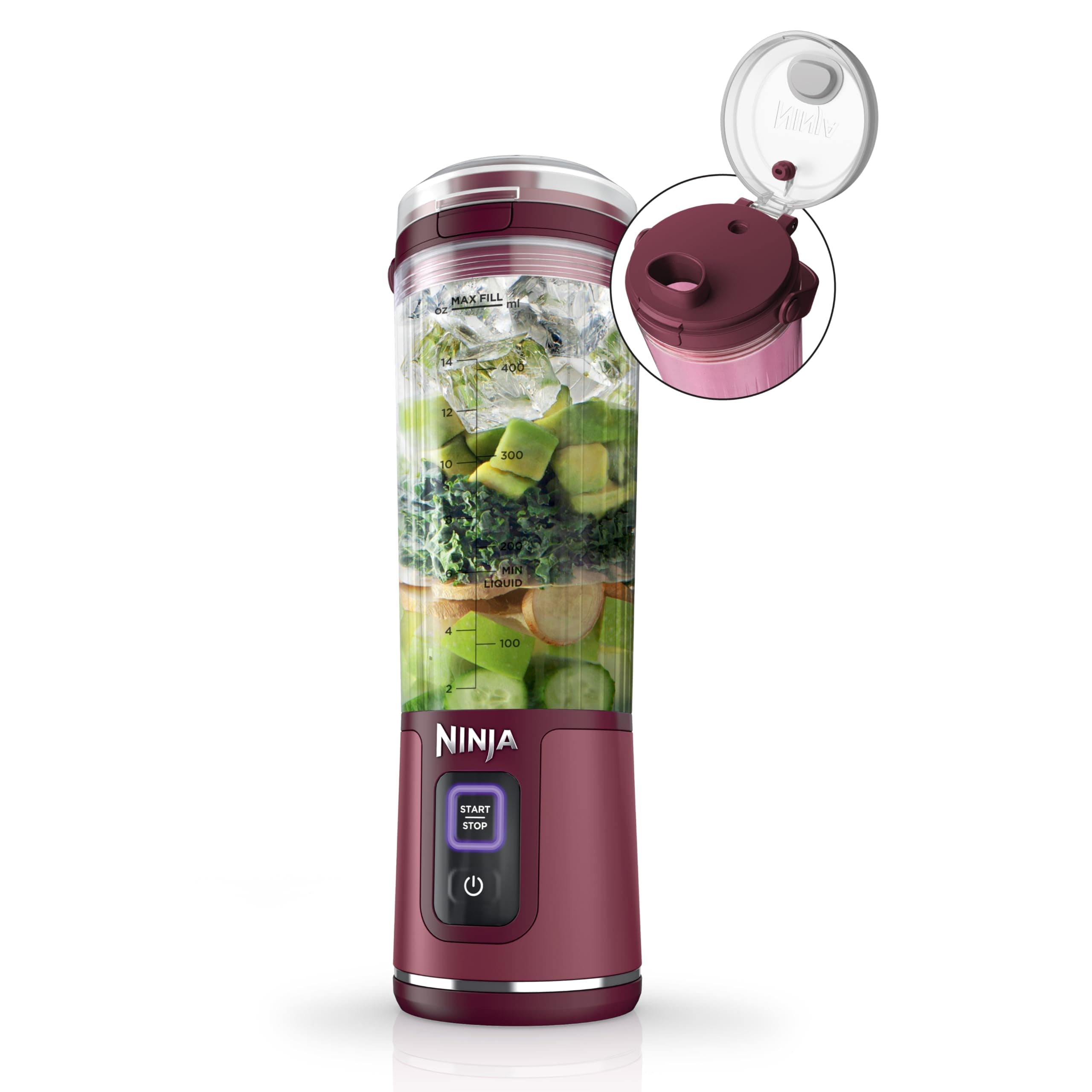 Ninja BC151CR Blast Portable Blender, Cordless, 18oz Vessel, Personal Blender for Shakes & Smoothies, BPA-Free, Leakproof Lid & Sip Spout, USB-C Rechargeable, Dishwasher Safe