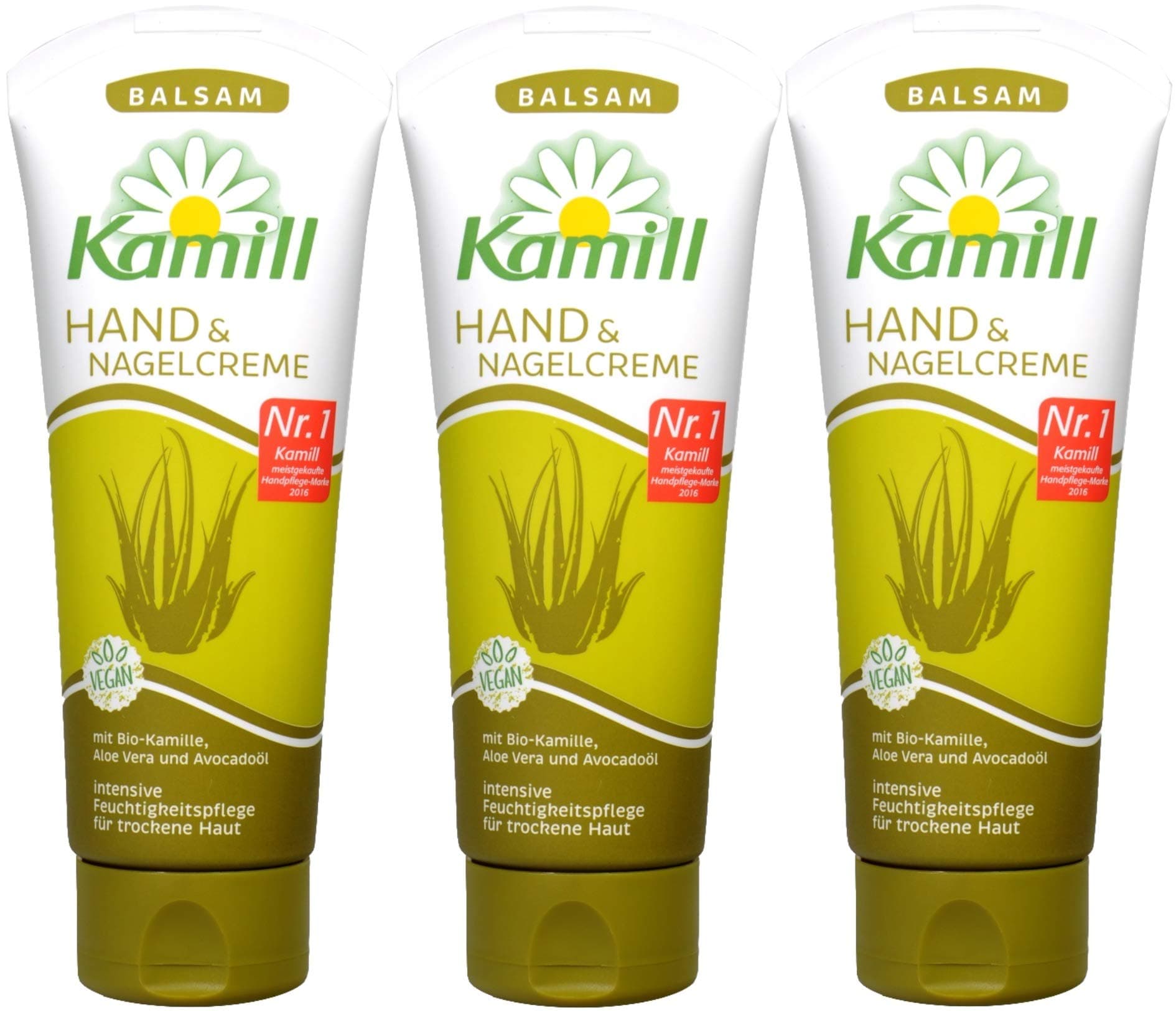 3 x 100 ml Hand & Nail Cream Balm with Organic CamomileCamomile, Aloe Vera, Avocado Oil and Bisabolol, Germany