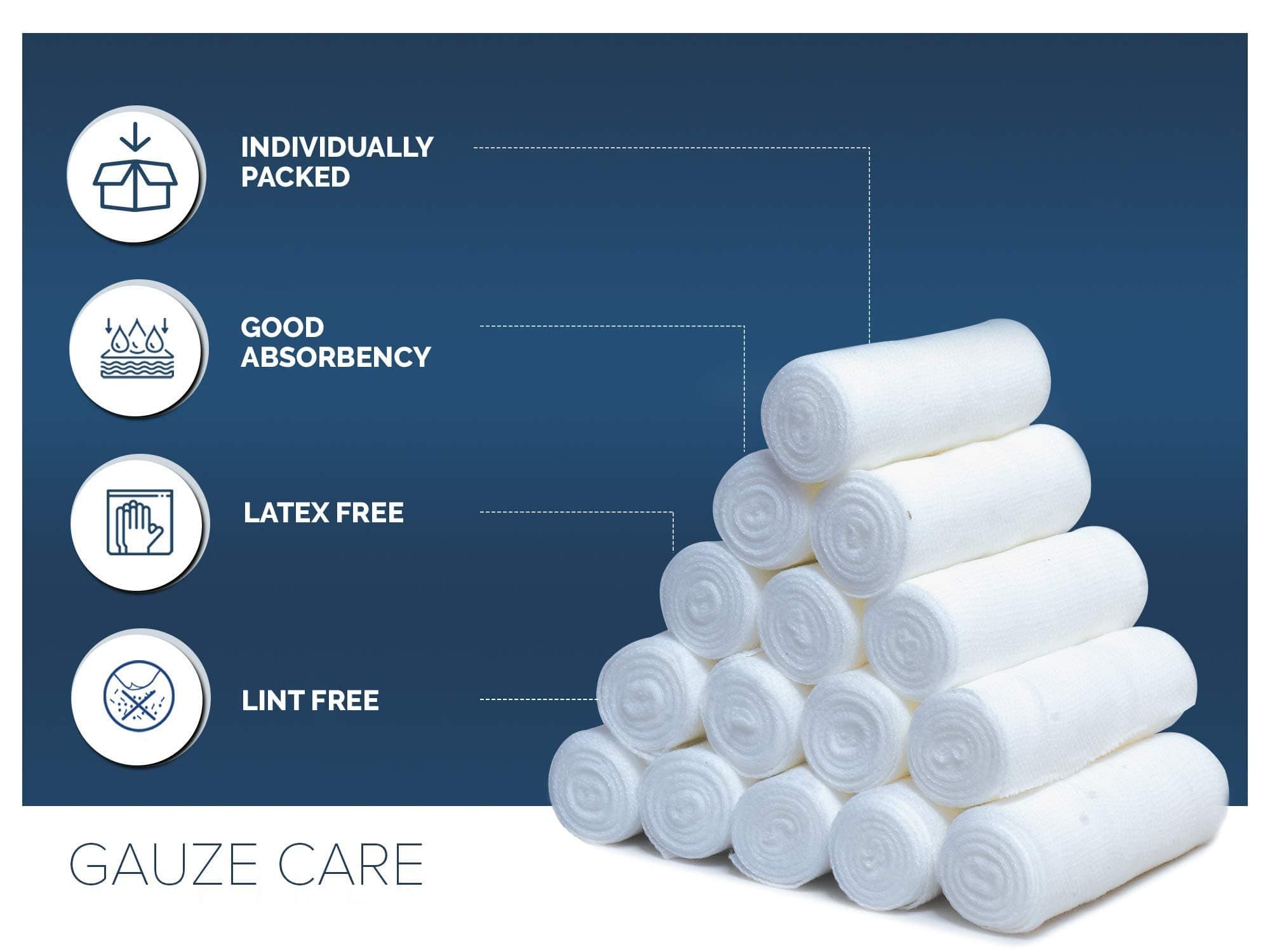 Gauze Care Rolls Pack of 24 – Premium Quality Lint and Latex-Free 4 inches x 4.1 Yards Conforming Stretch Bandages Designed for Effective Wound & Comfort - Ideal for use as a Mummy wrap