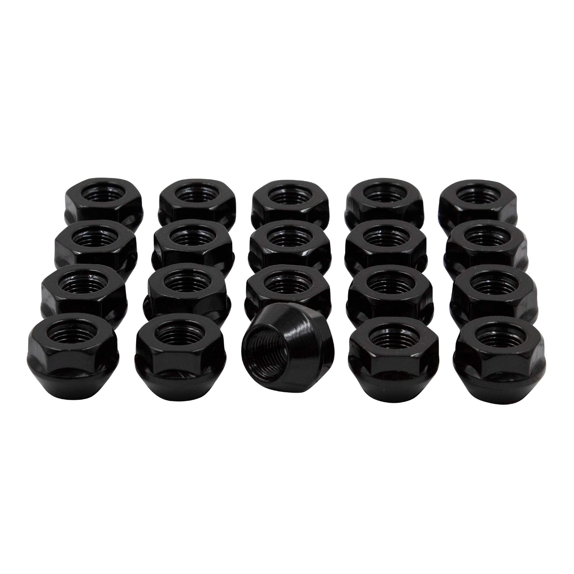 Wheel Accessories Parts 20 Pcs M14x1.5 14x1.5 Thread 0.8" Long Open End Bulge Acorn Lug Nuts Black 7/8" 22mm Hex Fits Jeep Wrangler Gladiator ｜ Ram 1500 1500 Classic