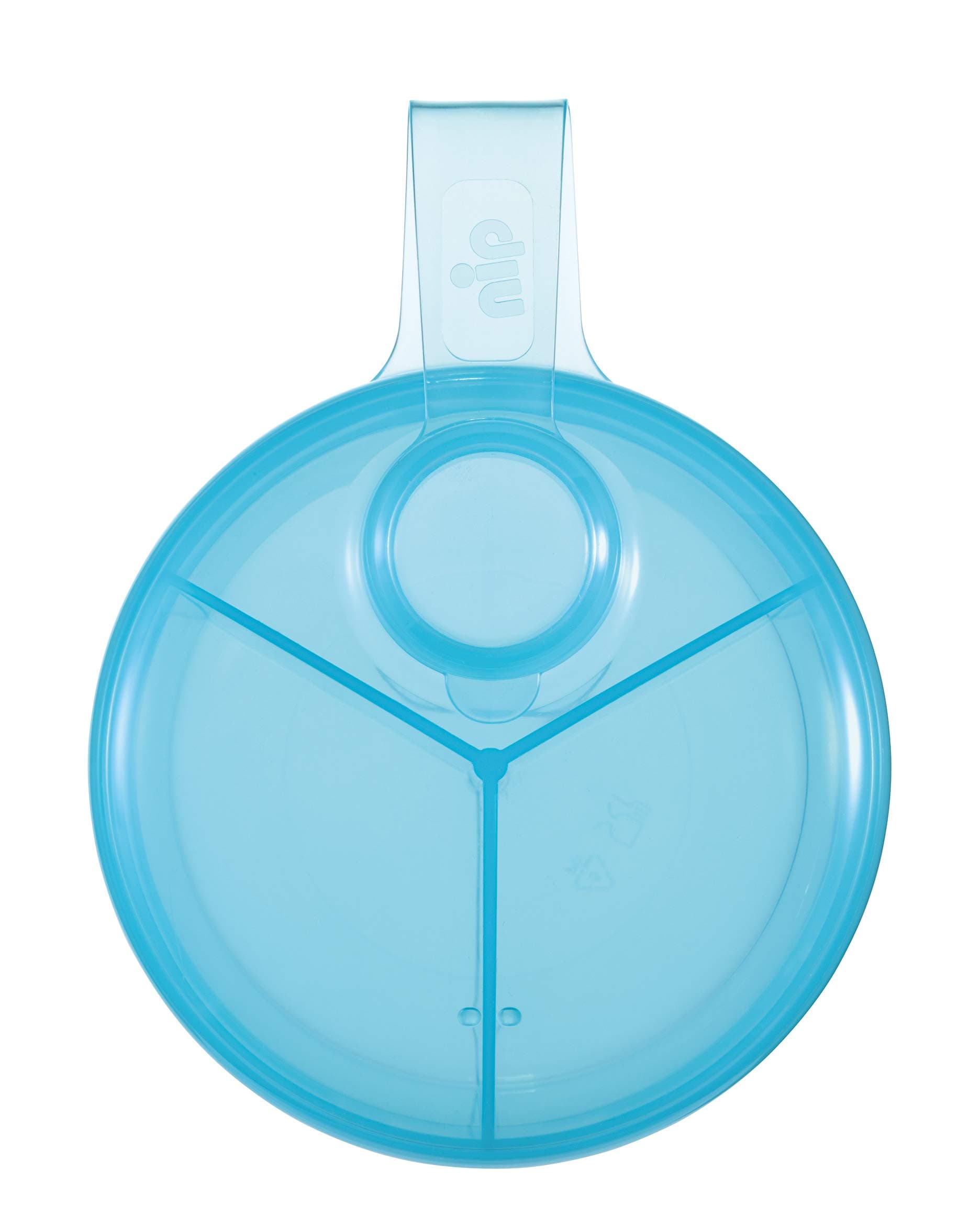 nipMilk Powder Container Dispenser, 3 portion sections, Hygienic way store milk powder & small snacks, Blue