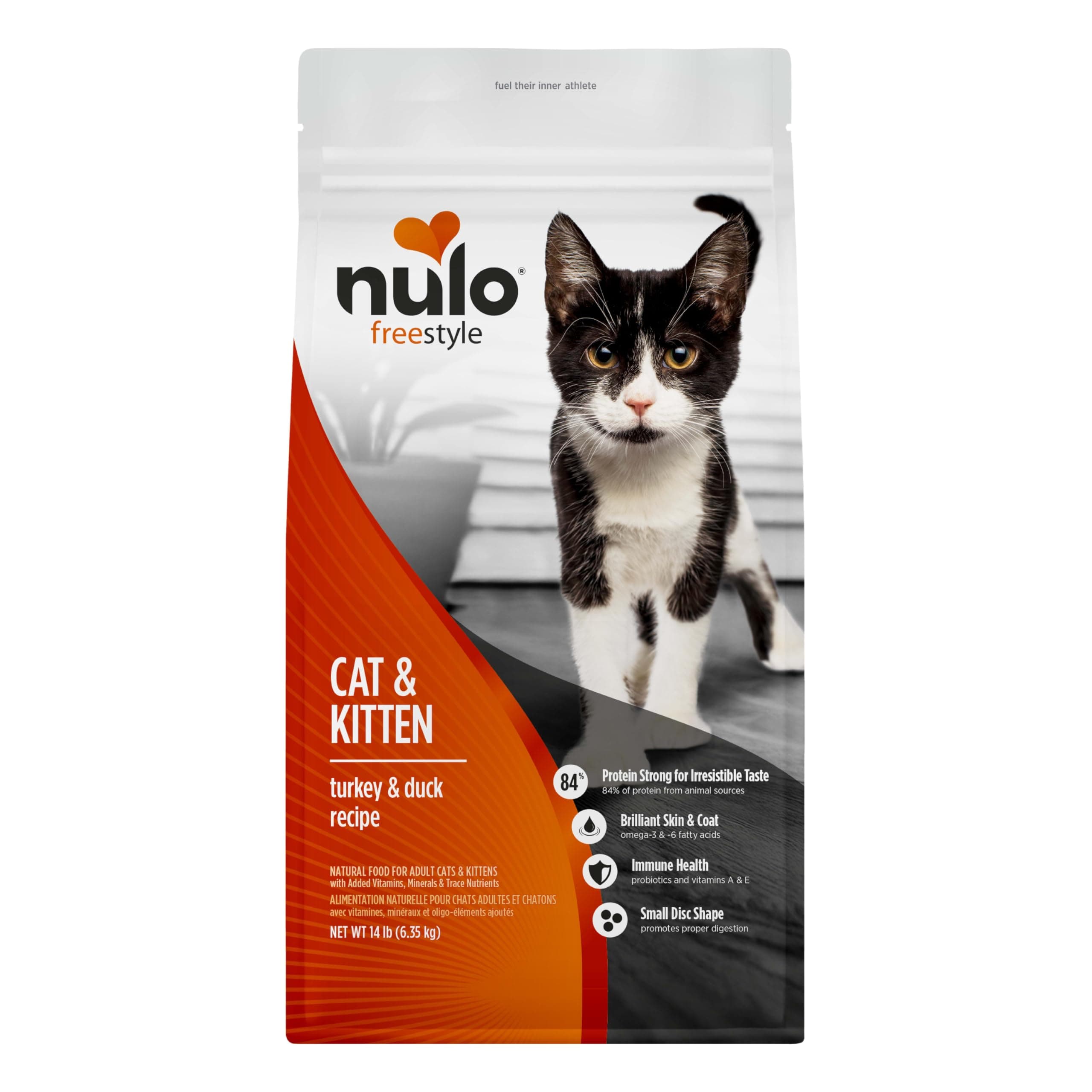 Nulo FreeStyle High Protein Cat & Kitten Food, Turkey & Duck Recipe - Natural Grain-Free Dry Cat Food with Omega Fatty Acids & Probiotics, 14 lb Bag