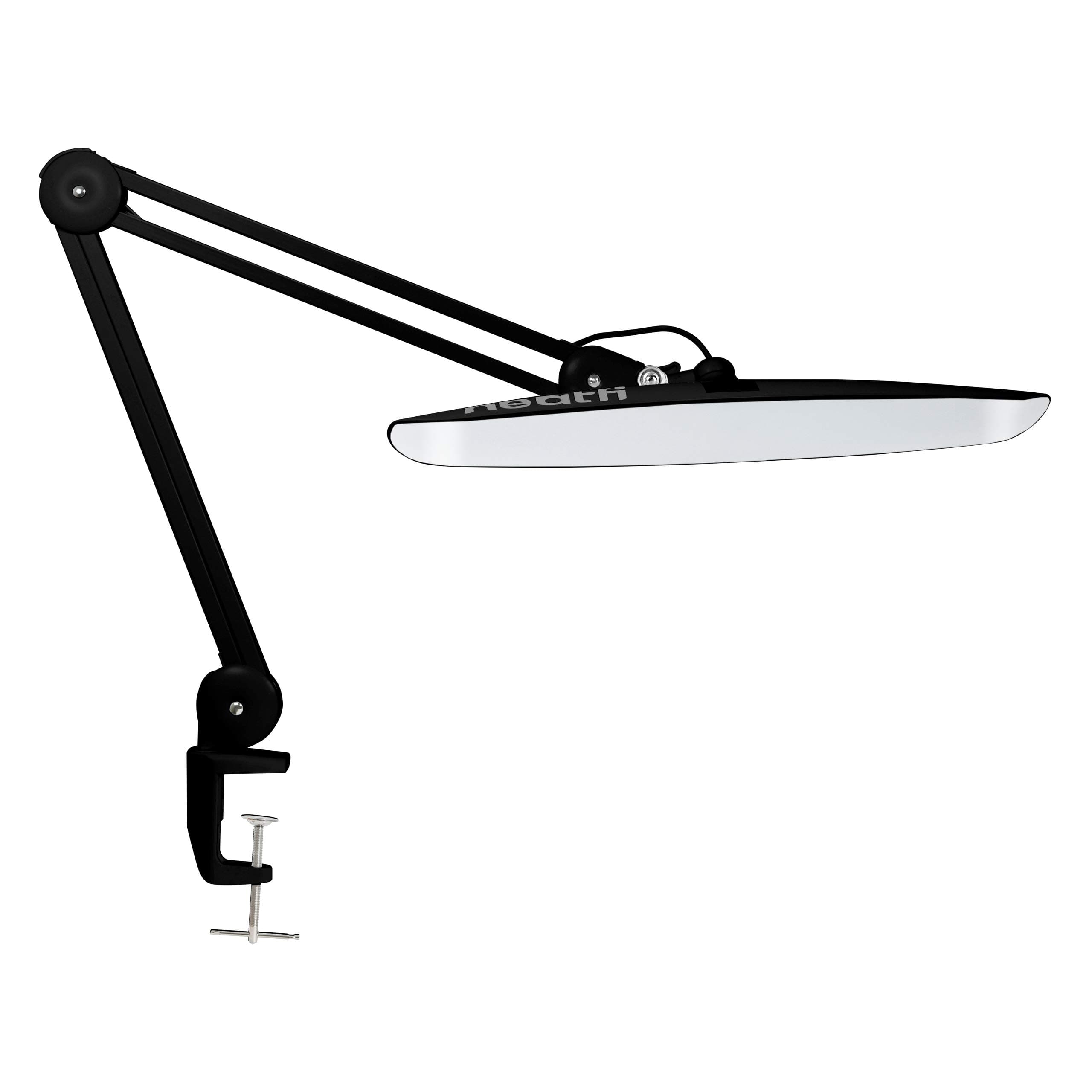 XL Nail Desk Lamp with Clamp, 2200 Lumens, 50cm Wide Head, Dimmable 4 Levels, 6500K, LED Task Light for Manicure Table, Crafts, Workbench, Office (Non-CCT with Clamp, Black)