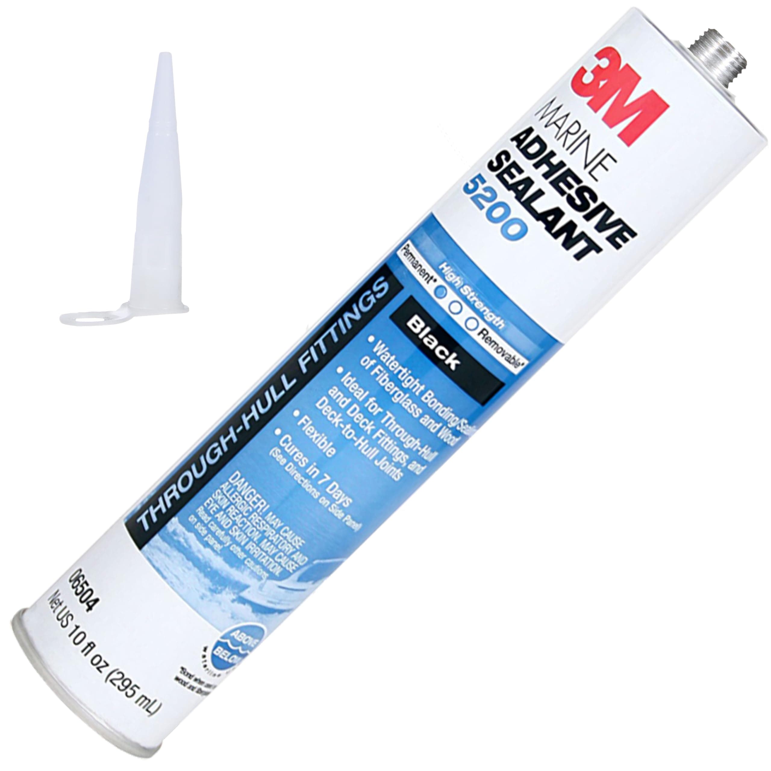 Marine Adhesive Sealant 5200 (06504) Permanent Bonding and Sealing for Boats and RVs Above and Below the Waterline Waterproof Repair, Black, 10 fl oz Cartridge
