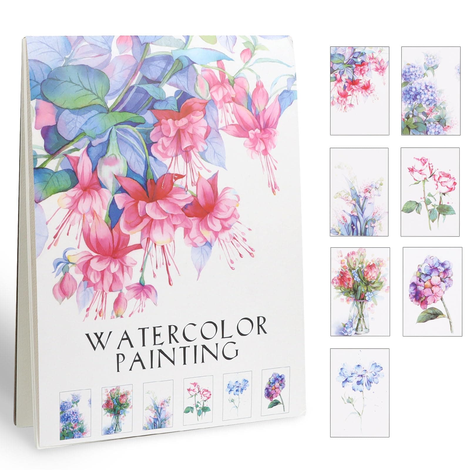 RGBMIX 14 Sheets Flower Watercolor Paper Book 9x12'' Watercoloring Paper Painting Pad Arts Water Coloring Pad Paint Stress-Relief Painting Pad Art Painting Supplies Ideal for Beginners