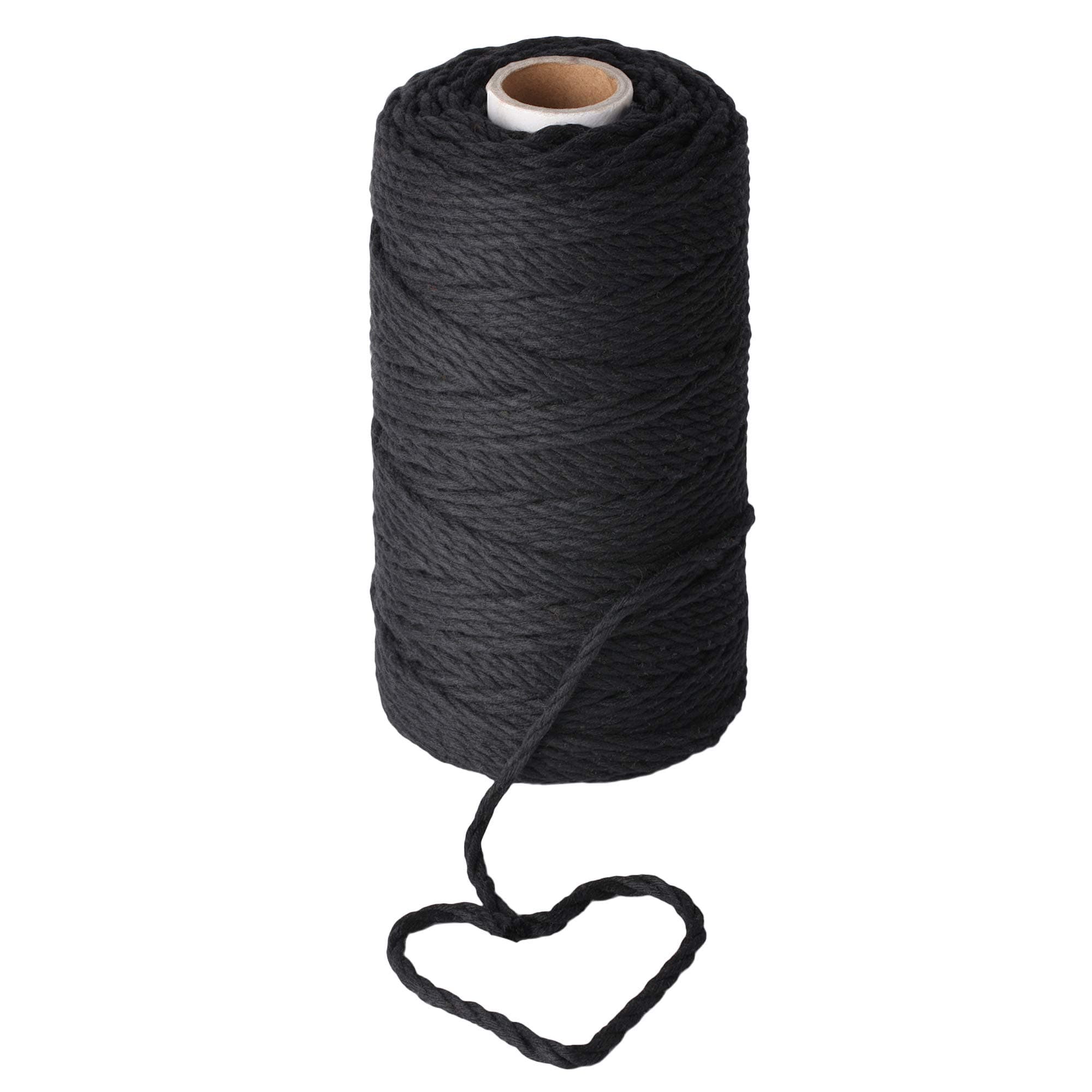 3mm Macrame Cord 109yd Black- Best for Macrame Plant Hanger - Macrame Wall Hanging - Clothesline Rope - Natural Cotton Rope to Complete Your Macrame Supplies by Stillness Crafts