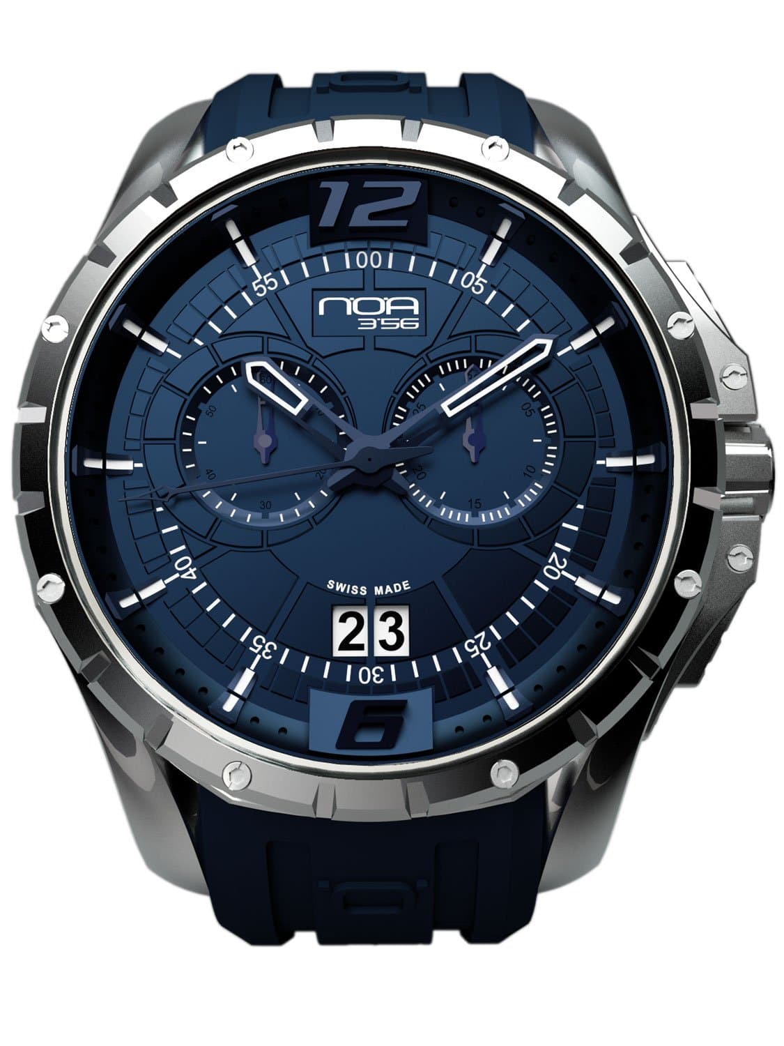 NOA Unisex Swiss Quartz Watch - Premium Analog Display with Blue Dial and Watch Band - Silver and White Accents - Water Resistant Stainless Steel Fashion - SKCH-009