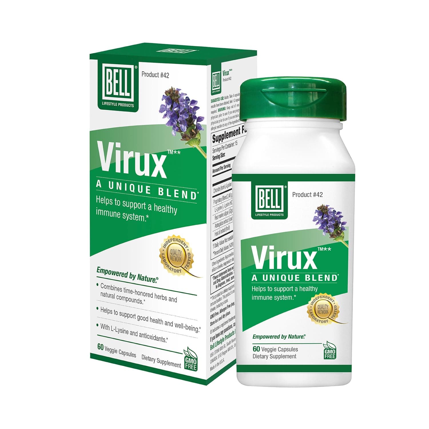 Bell Virux™ L Lysine and Red Marine - Natural Herbal Blend, Unique Supplement to Boost the Immune System- Lysine 1000mg Capsules
