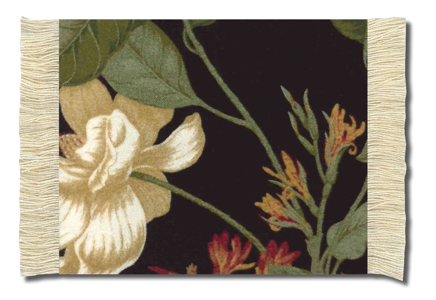 Lextra (Garden Image, Colonial Williamsburg), Coasterrug, Black/Cream/Sage, 5.5 x 3.5 Inches, Set of Four (MGI-C)