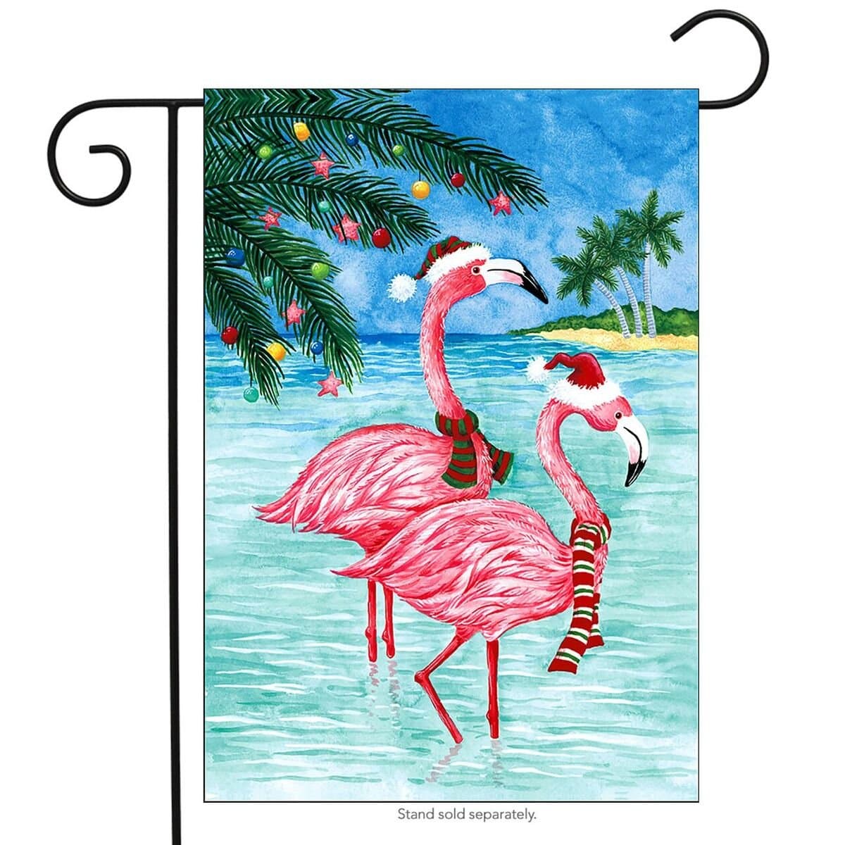 Briarwood Lane Christmas Flamingos Nautical Garden Flag Tropical Holiday Beach 12.5" x 18"