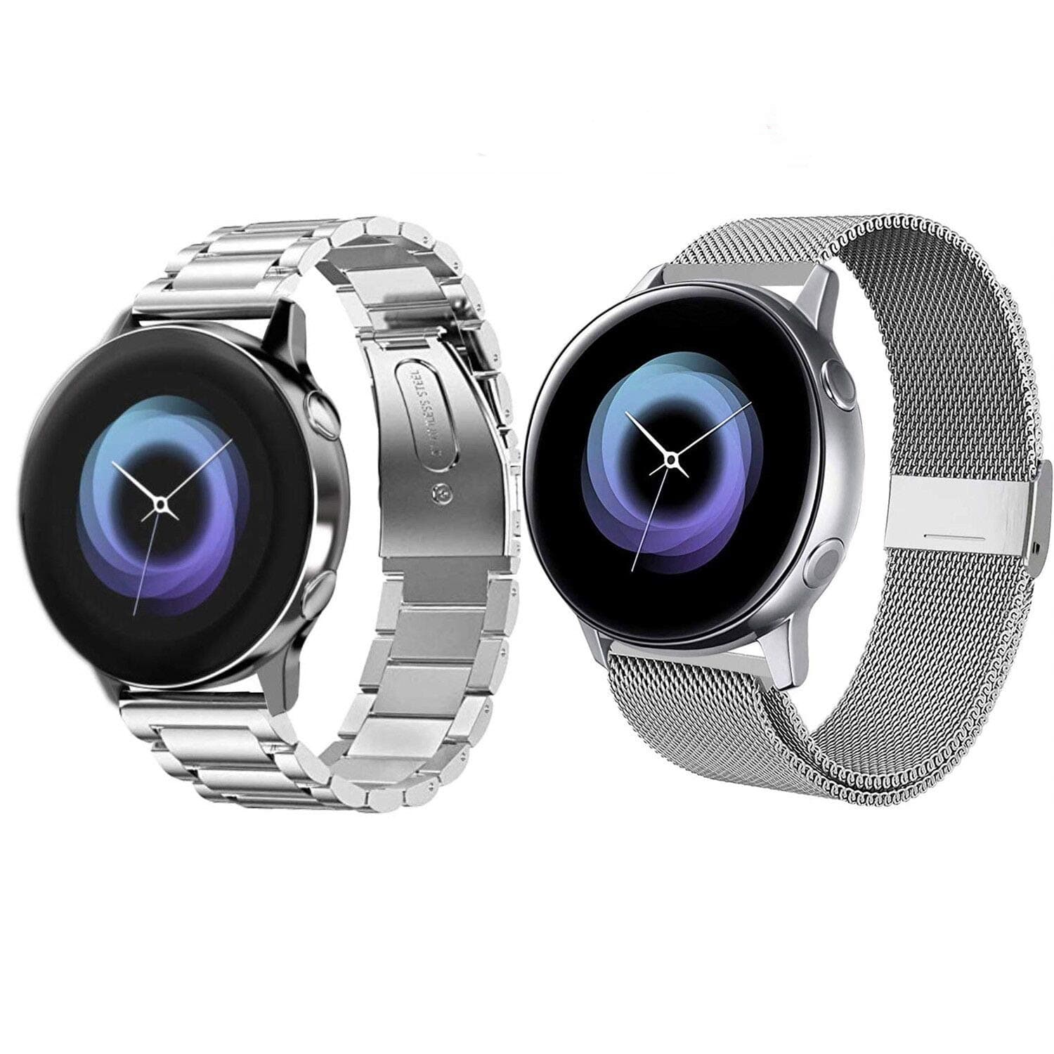 ACESTAR Watch Bands for Samsung Galaxy Watch Active 2 40mm/44mm , 20mm Galaxy Watch Stainless Steel Metal Band+ Mesh Loop Bands Strap for Galaxy Active 2 Watch Band…