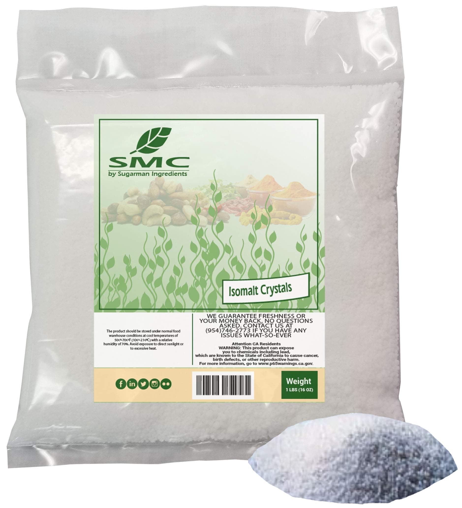 Isomalt Crystals 1 Pound Bulk Bag 16 Ounces-Sugar Replacer For Use In Food
