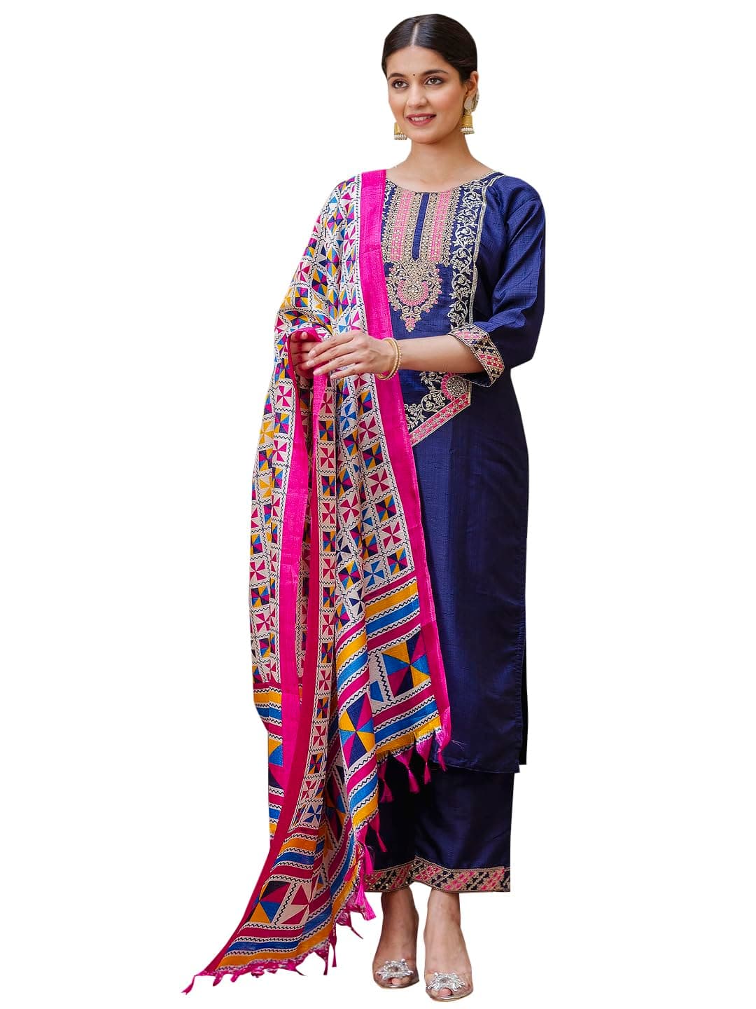 VredeVogelSilk Blend Kurta Pant Set with Dupatta for Women | Women's Ethnic Casual Kurta Set