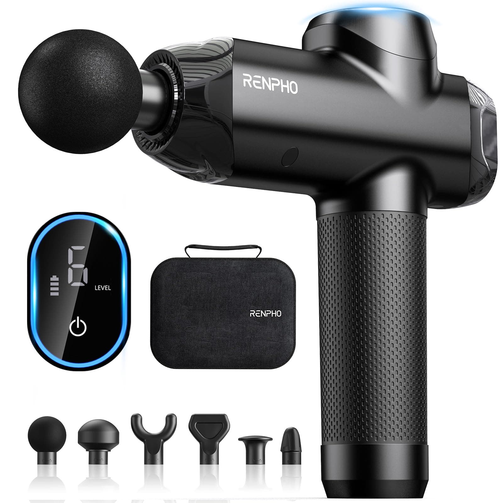 R3 Upgrade Power Massage Gun Deep Tissue, Powerful 12 mm Amplitude Muscle Massage Gun, LCD Touch Electric Handheld Massager for Body Muscle Tense Relax with Carry Case, Gifts for Men (Black)