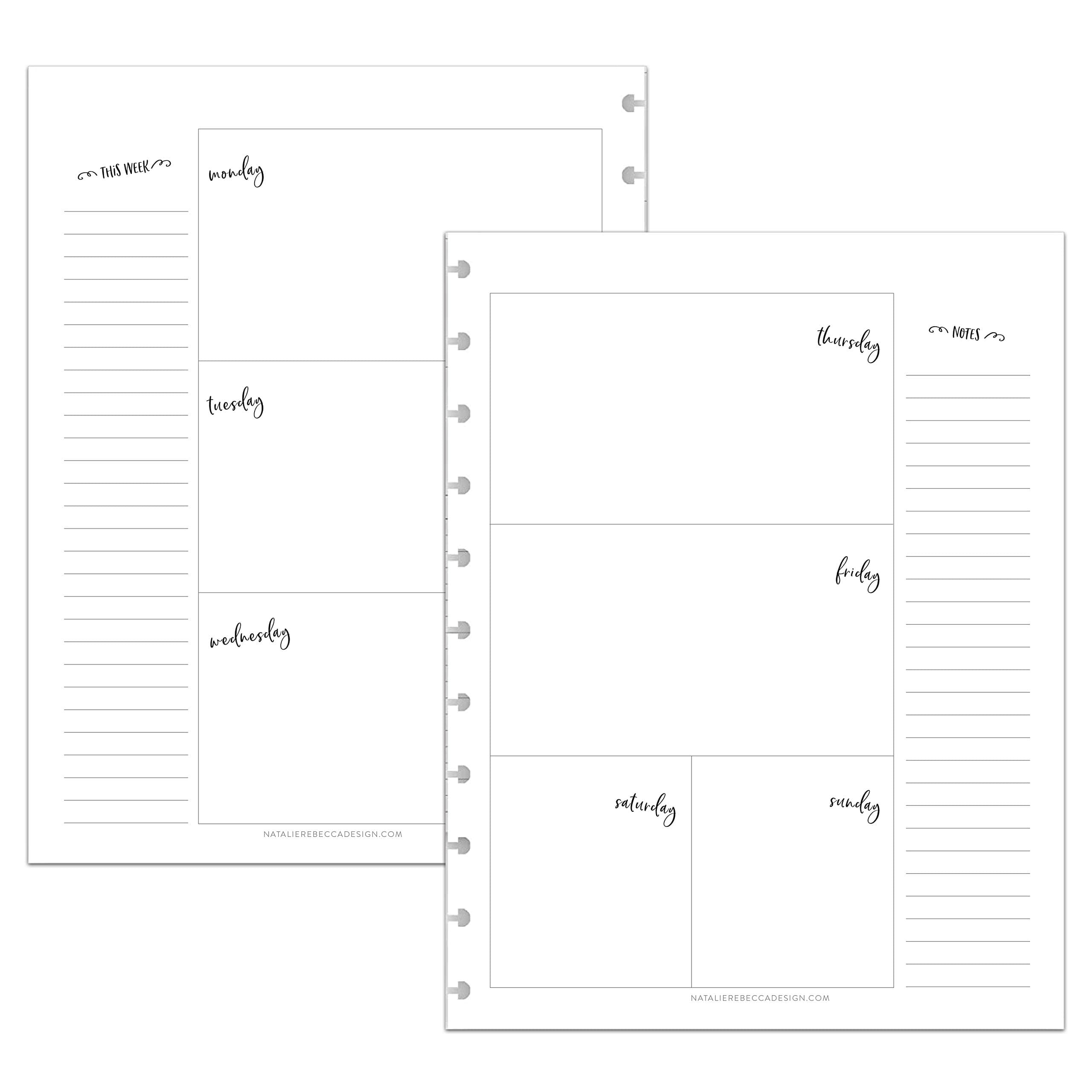 BetterNote Horizontal Undated Calendar Refill Pages for Disc Notebook, fits The Happy Planner, Discbound Levenger Circa, Staples Arc, TUL (Whimsy- 6 months, 11-Disc, 8.5"x11")