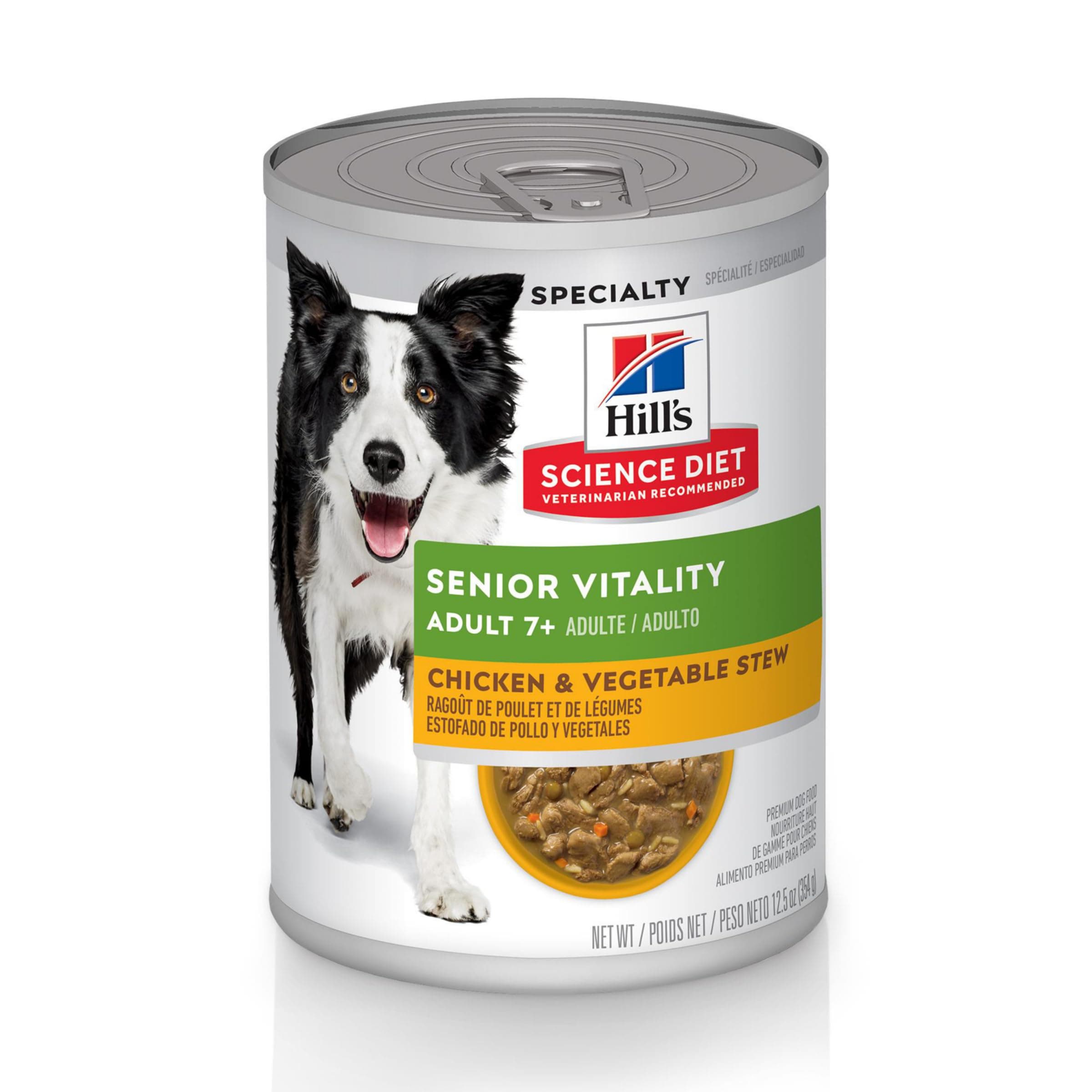 Adult 7+ Senior Vitality Wet Dog Food, Chicken & Vegetable Stew, 12.5 oz. Cans, 12-Pack