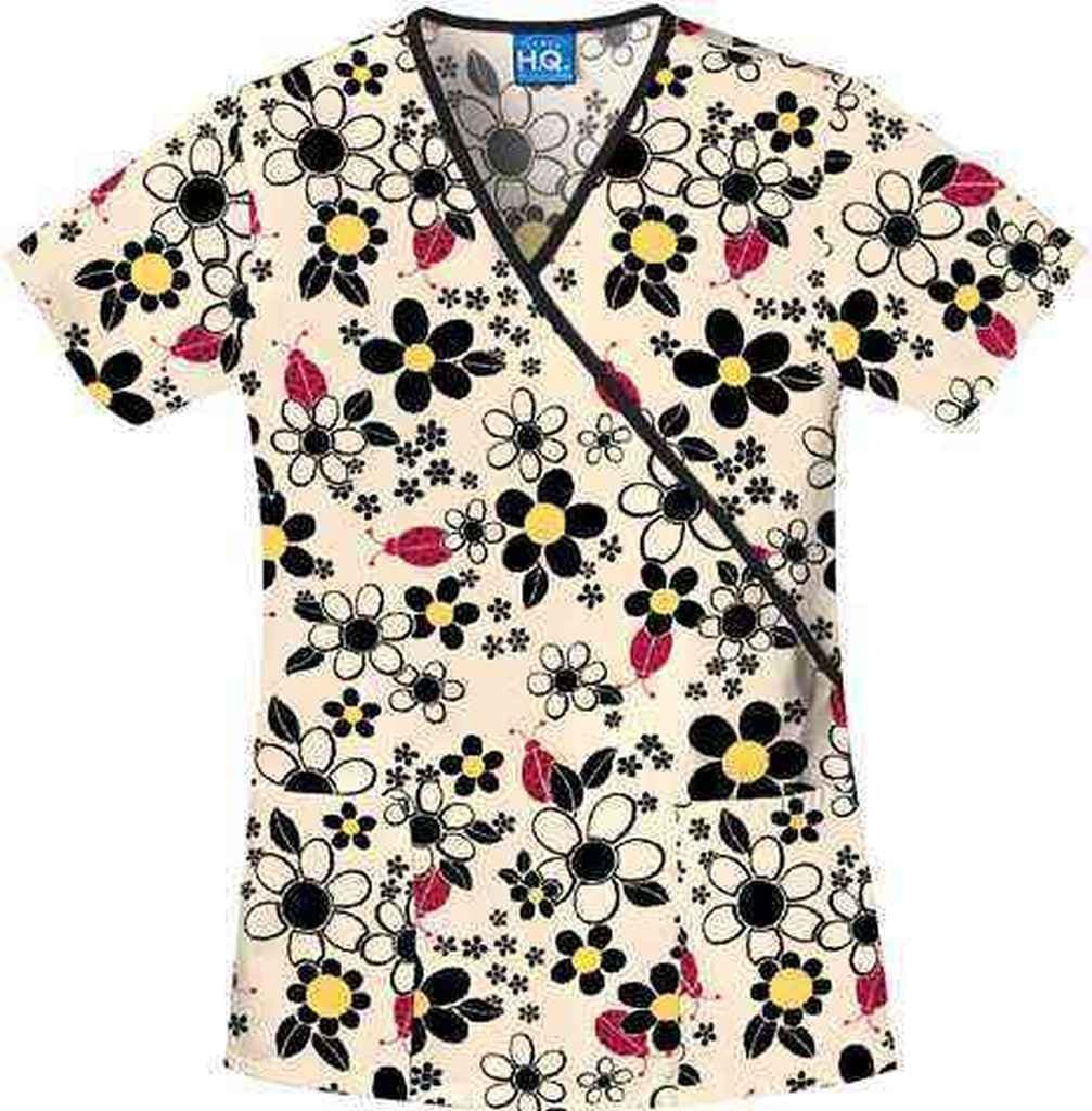 Cherokee Uniforms Daisy Bug Mock Wrap Scrub Top (m) [apparel]