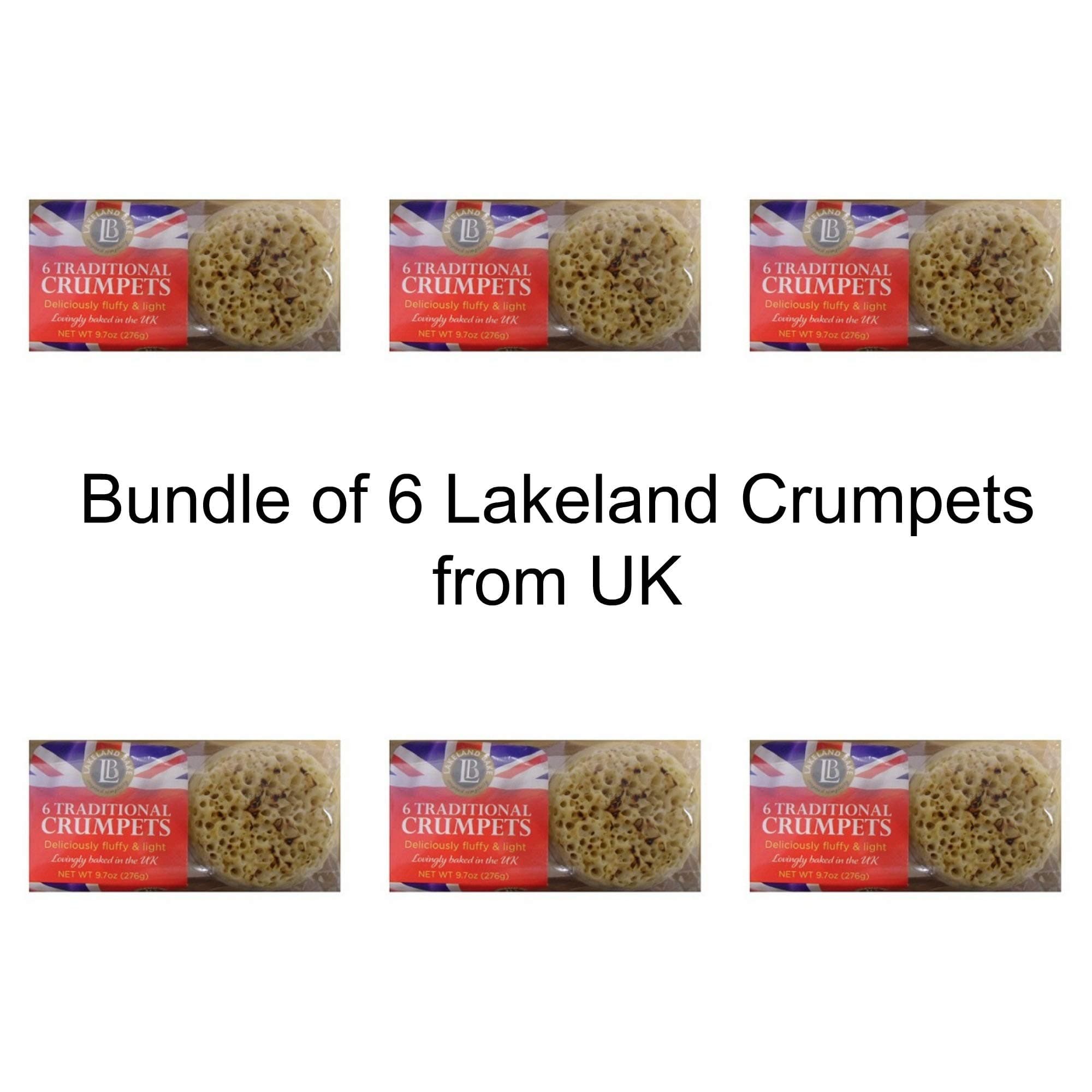 Bundle of 36 Lakeland Bake British Crumpets, 6ct x 6 Packs Product of UK – GMO, Vegan Free Delivers 3-5 Days USA_AB