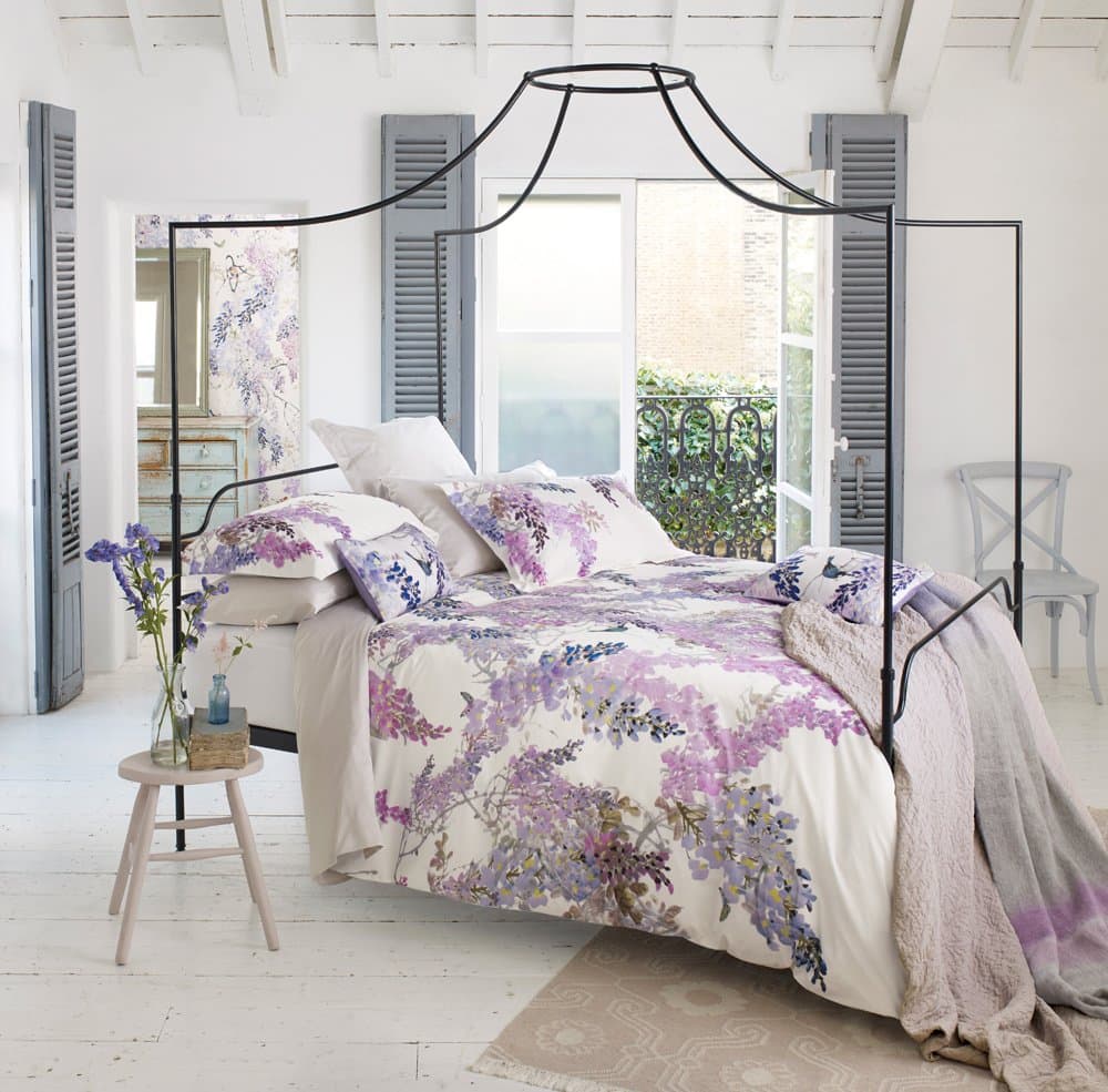 Sanderson Wisteria Falls Duvet Cover, King, Percale, Light Purple