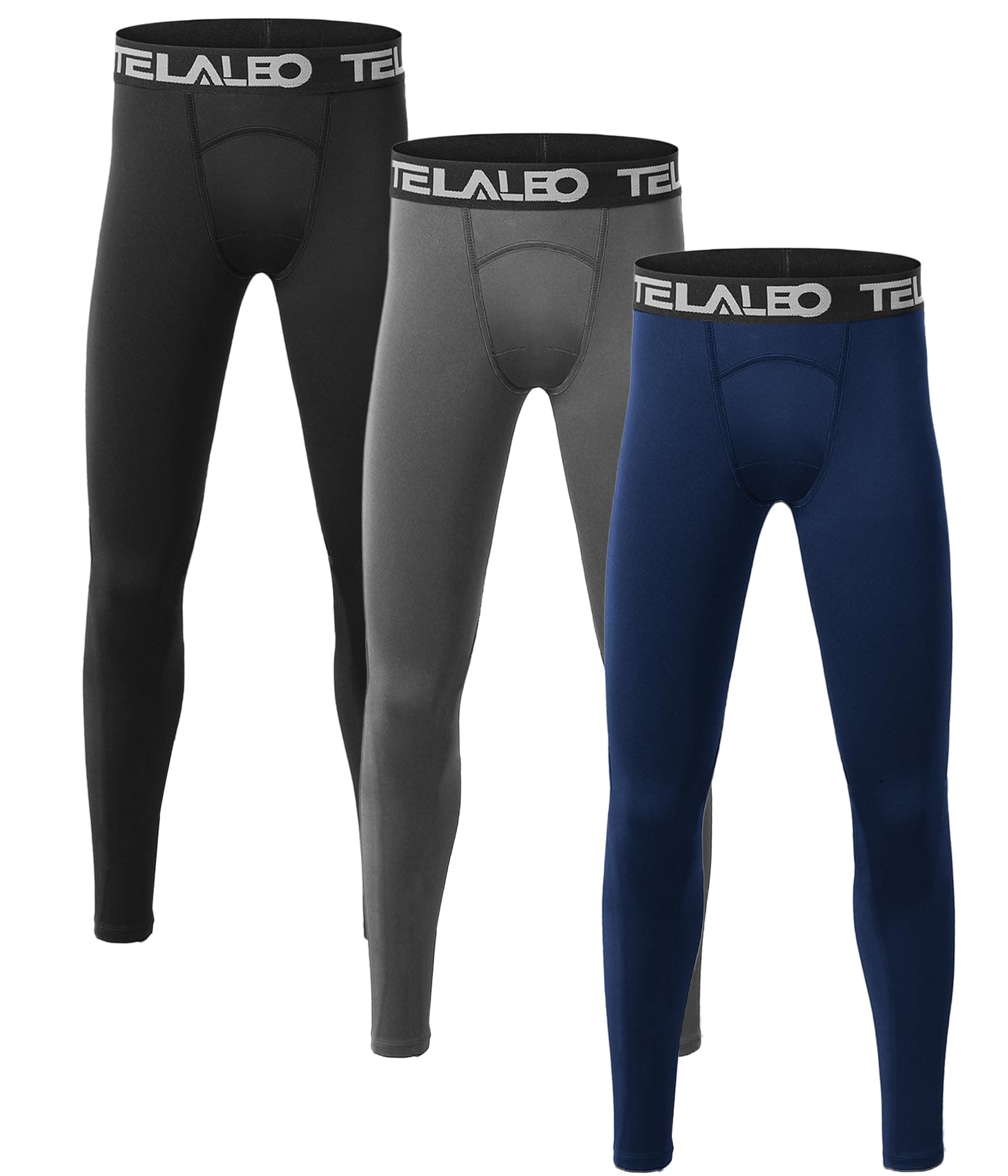 TELALEOBoys’ Youth Compression Leggings Pants Tight Athletic Base Layer for Running Hockey Basketball