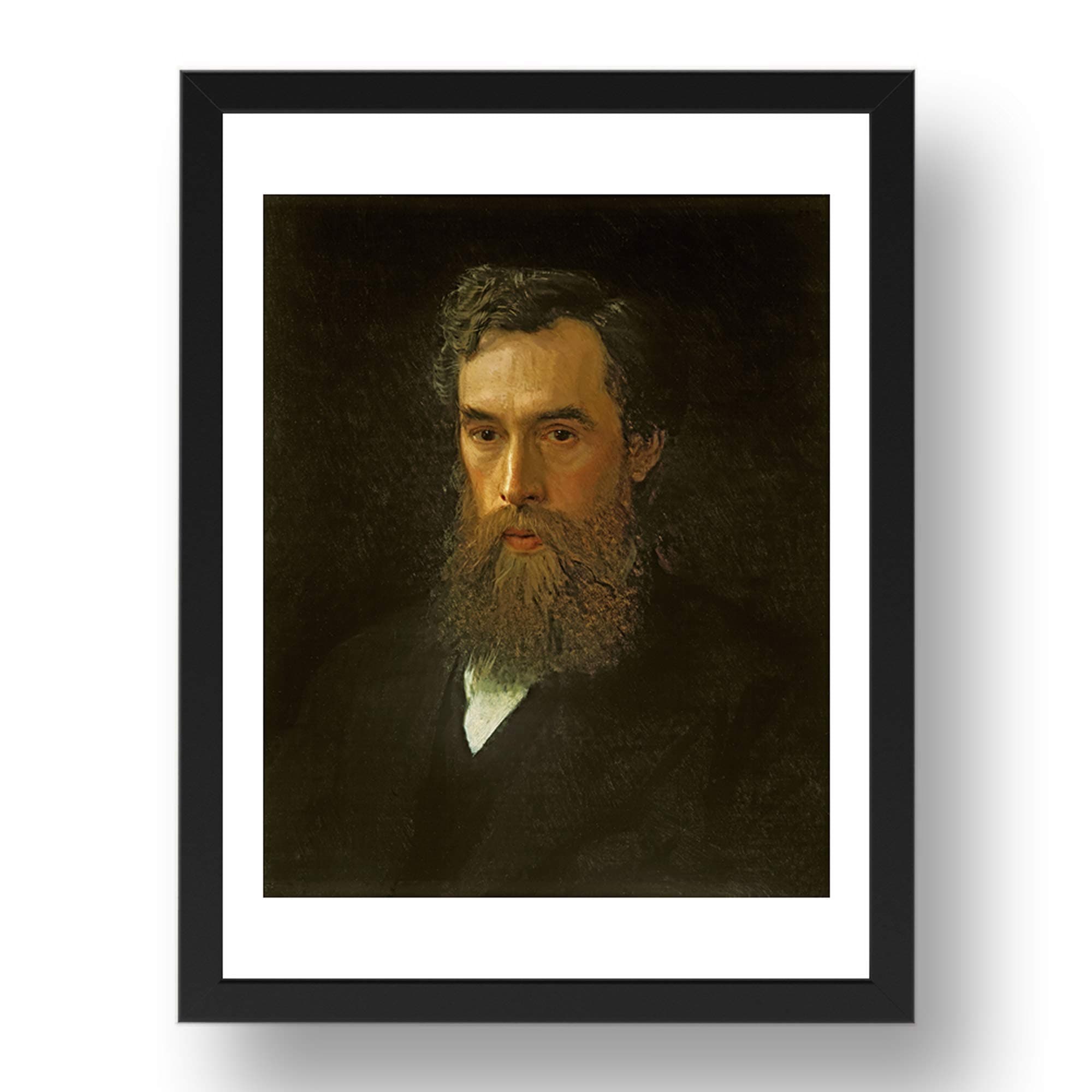 Period Prints portrait of pavel tretyakov by Ivan Kramskoy, 1876, vintage art, A3 reproduction in 17x13 (A3) Black Frame
