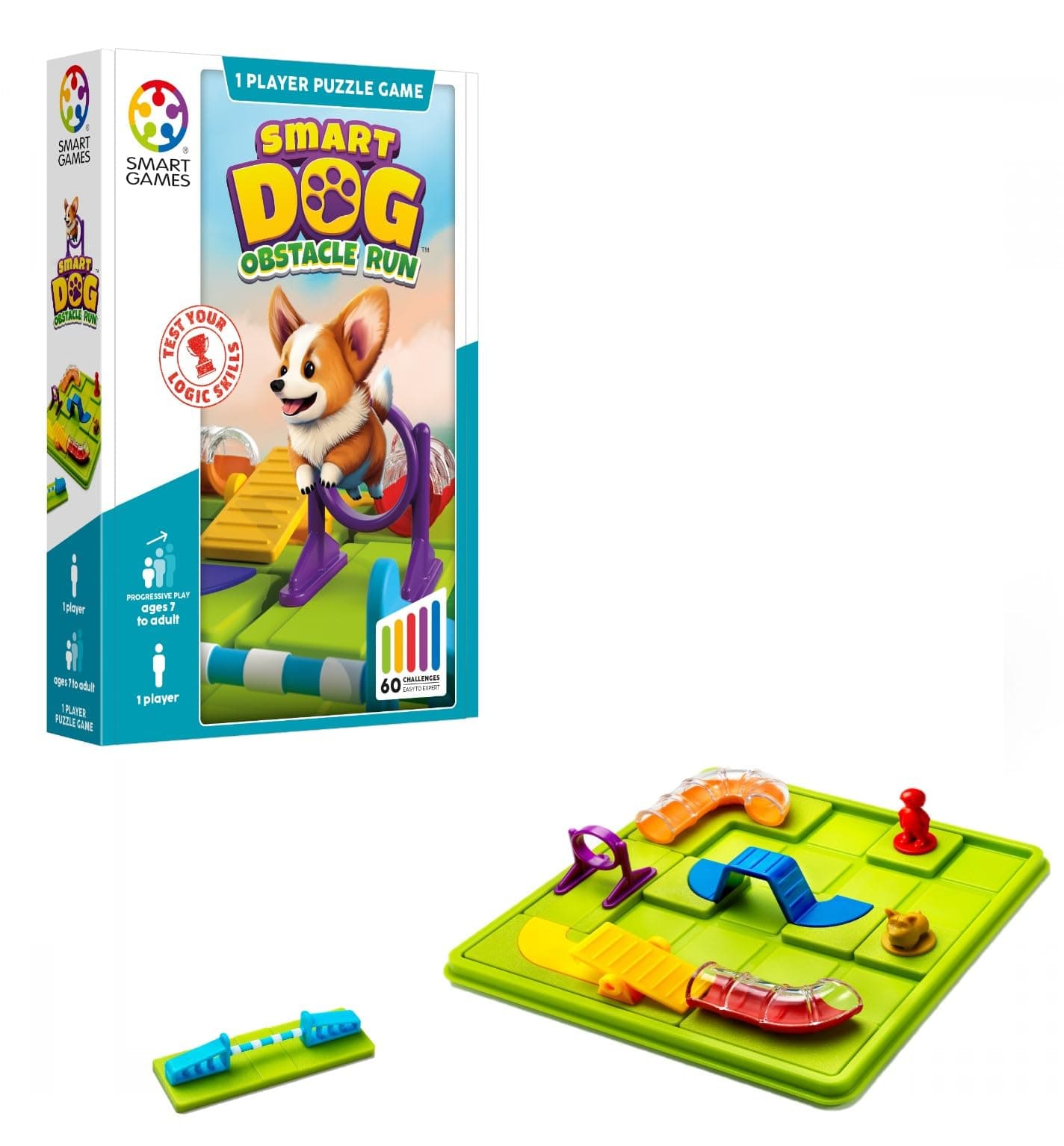 SmartGames - Smart Dog - Corgi - Brainstorming - Multi-Level Strategy Game and Skills Development - Logic and Reflection Game - 7 Years + - 1 Player - Multilingual - SG 451
