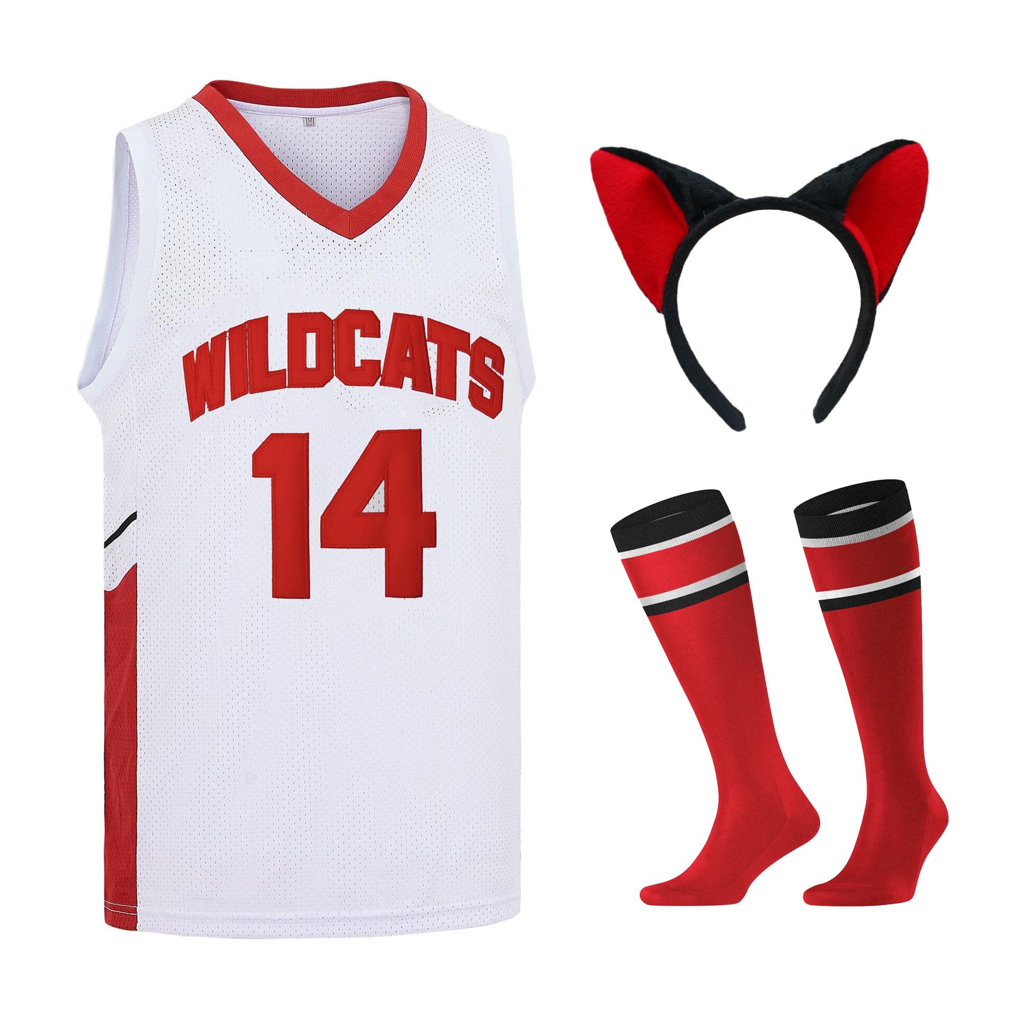 TynxarMens Wildcats Basketball High School 90s Jersey Troy Bolton #14 Chad Danforth #8 Sports Jerseys Red/White XS-XXL
