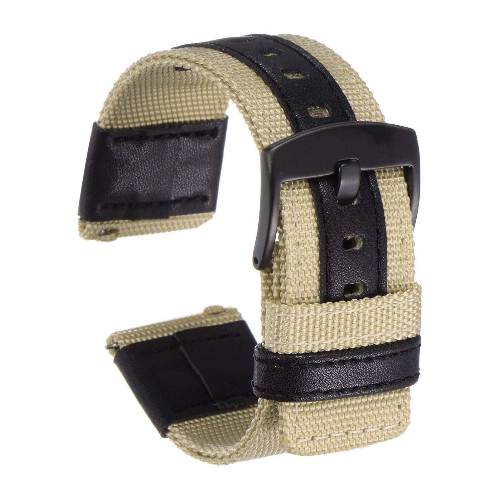 HARFINGTONNylon Watch Band Quick Release Canvas Watch Strap with Black Stainless Steel Buckle for Men Women