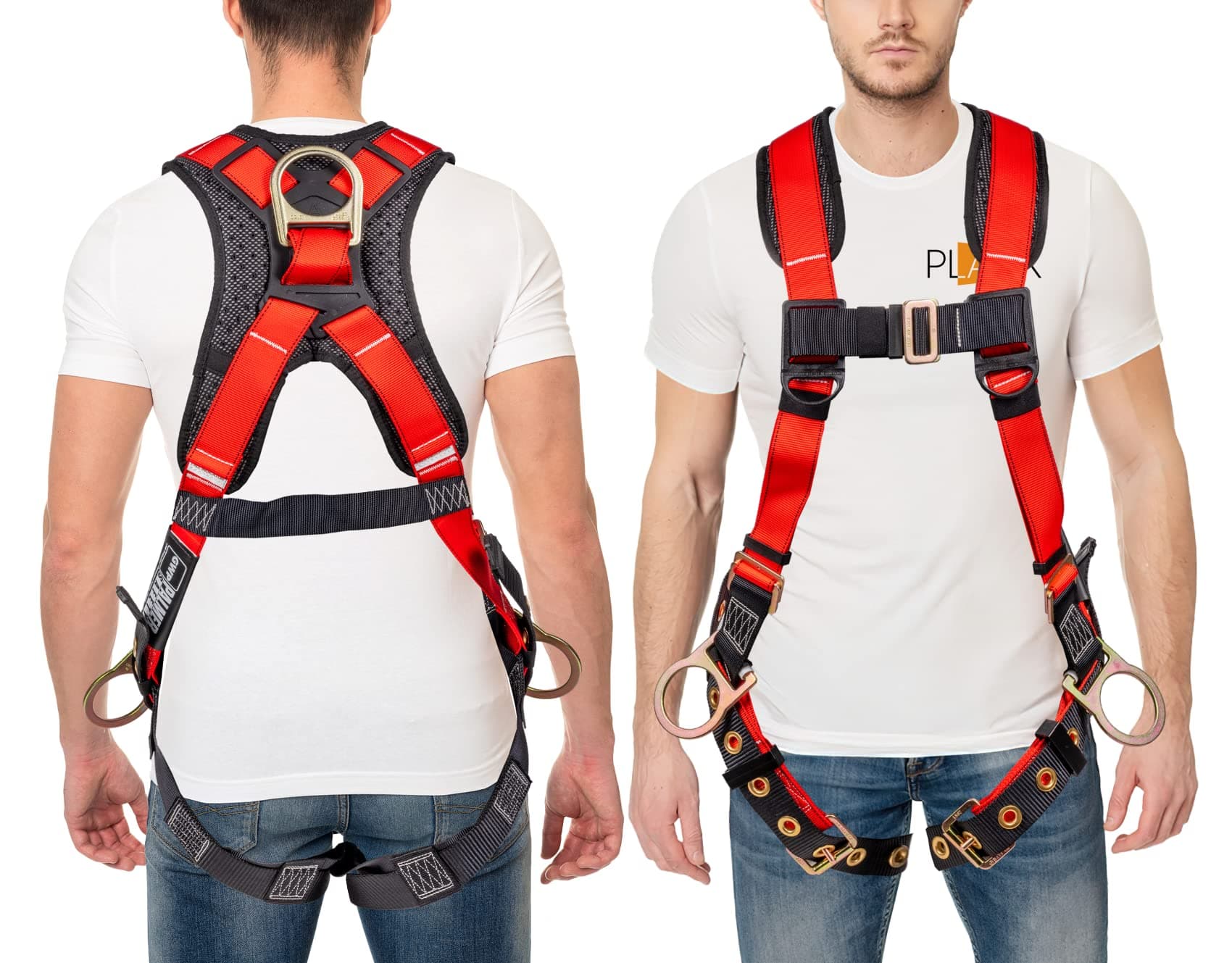 Palmer Safety Full Body Harness with 5 Point Adjustment, Dorsal D-ring, Grommet Legs, Two Side D Rings, and Fall Indicators
