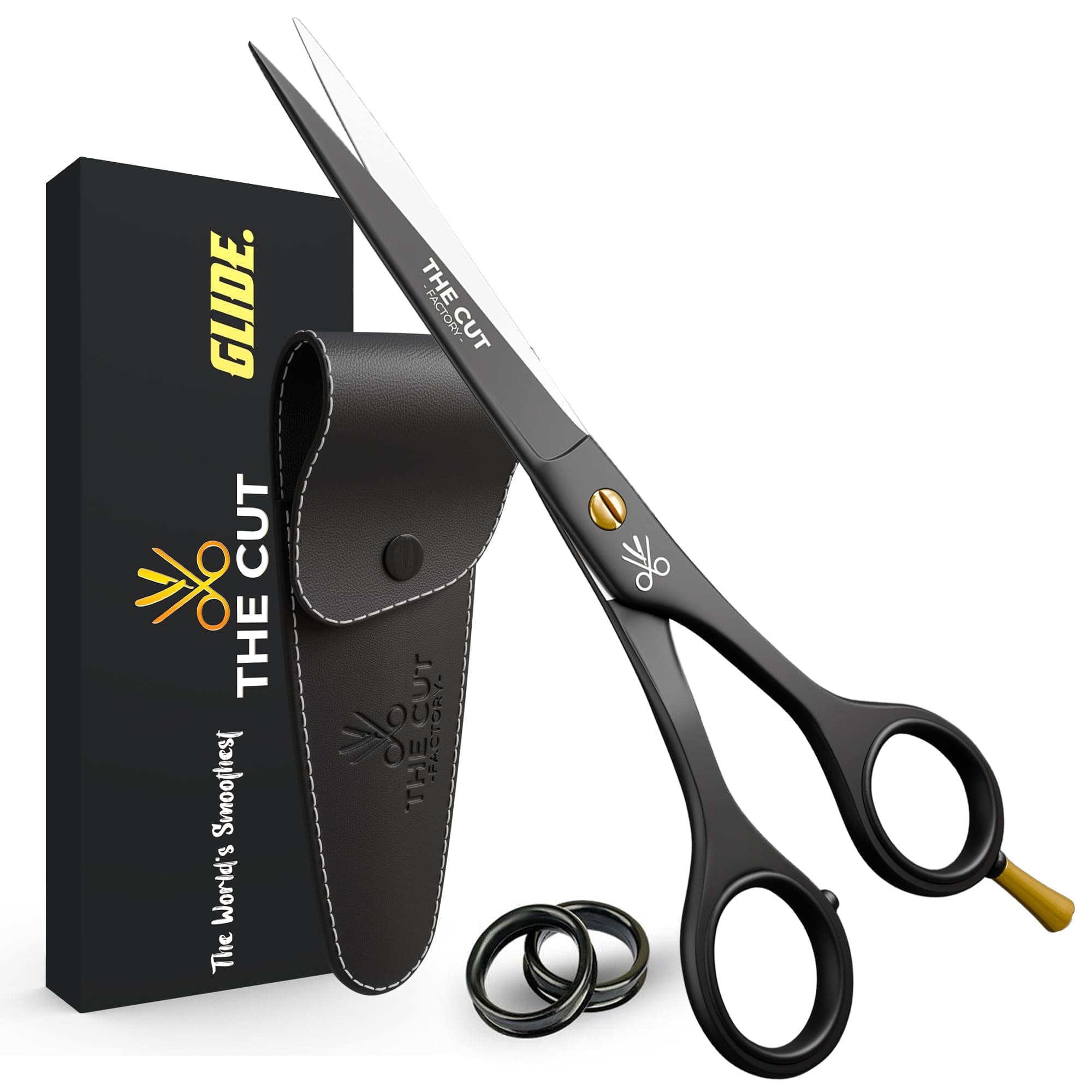 The Cut Factory- 6.5” Professional Hair Scissors - High Carbon 420 Stainless Steel Hair Cutting Scissors, Ultra-Sharp Barber Shears for Salon & Home - Ergonomic for Men, Women, Kids & Babies