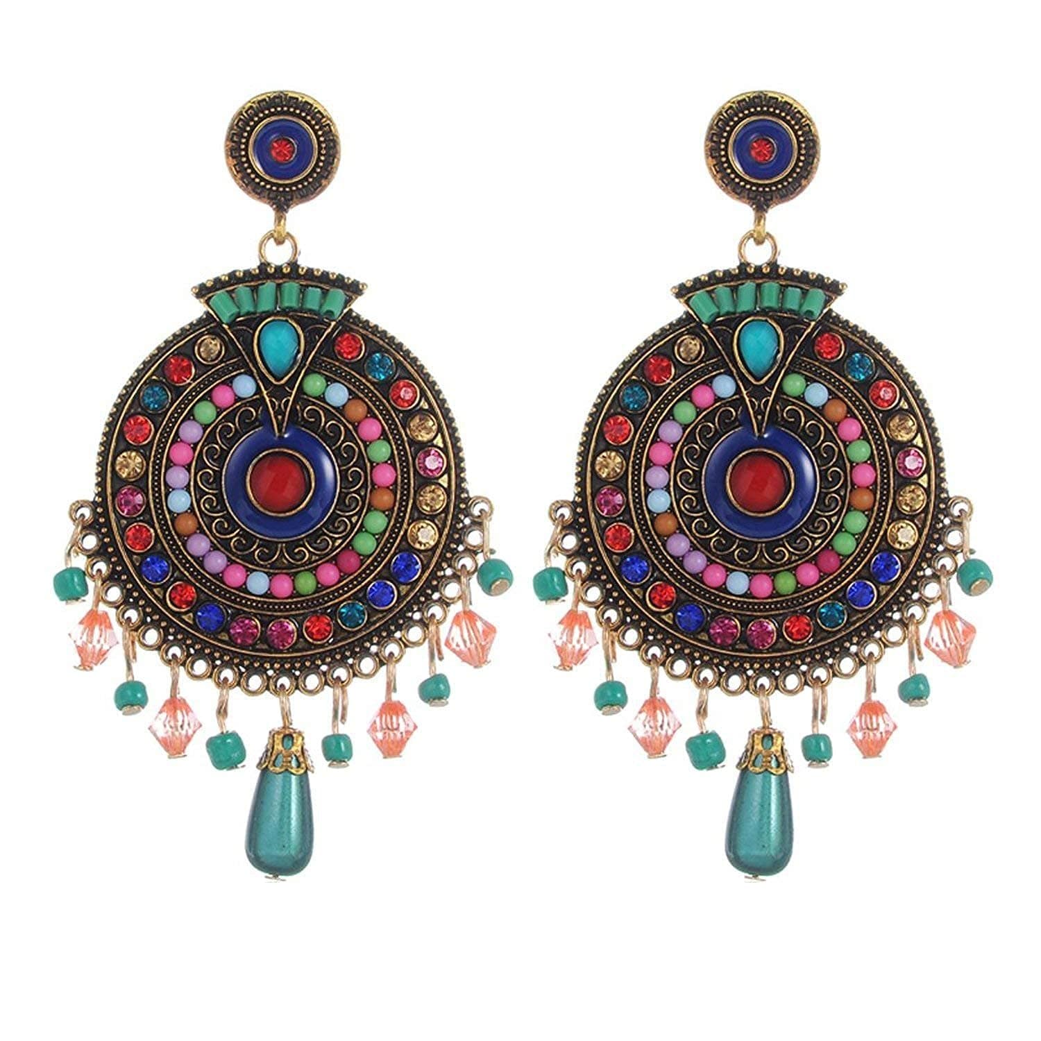 Non Precious Metal Fashion Jewellery Bohemian Stylish Multi-Color Fancy Party Wear Earrings for Girls and Women