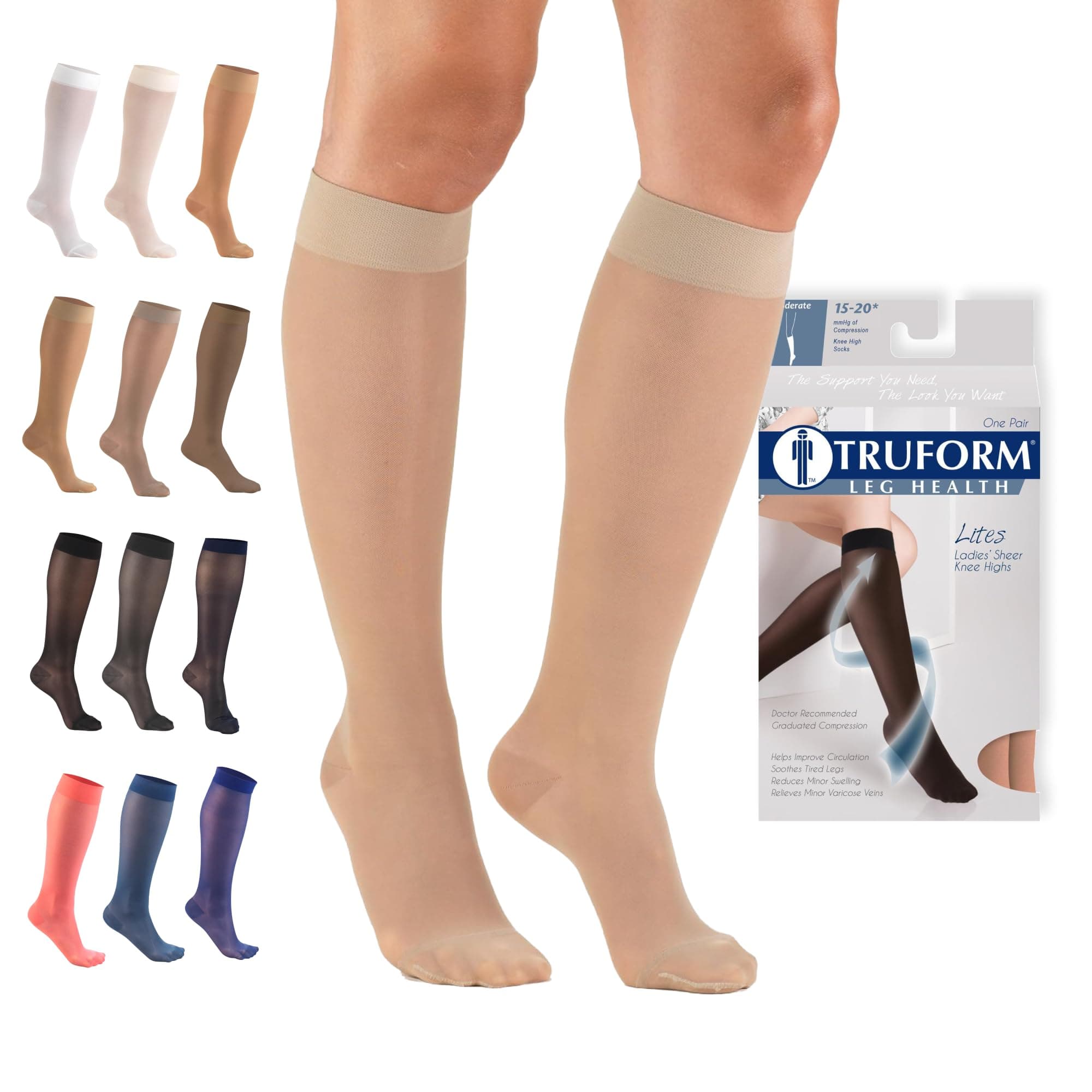 Truform Moderate Sheer Knee High Compression Stocking