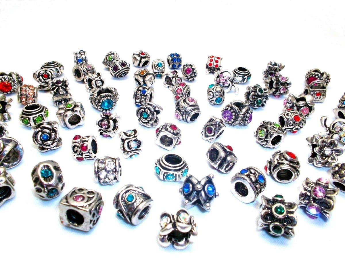 Charm Buddy 10 x Mixed Rhinestone Tibetan Spacer Beads To Fit Pandora Style Charm Bracelets