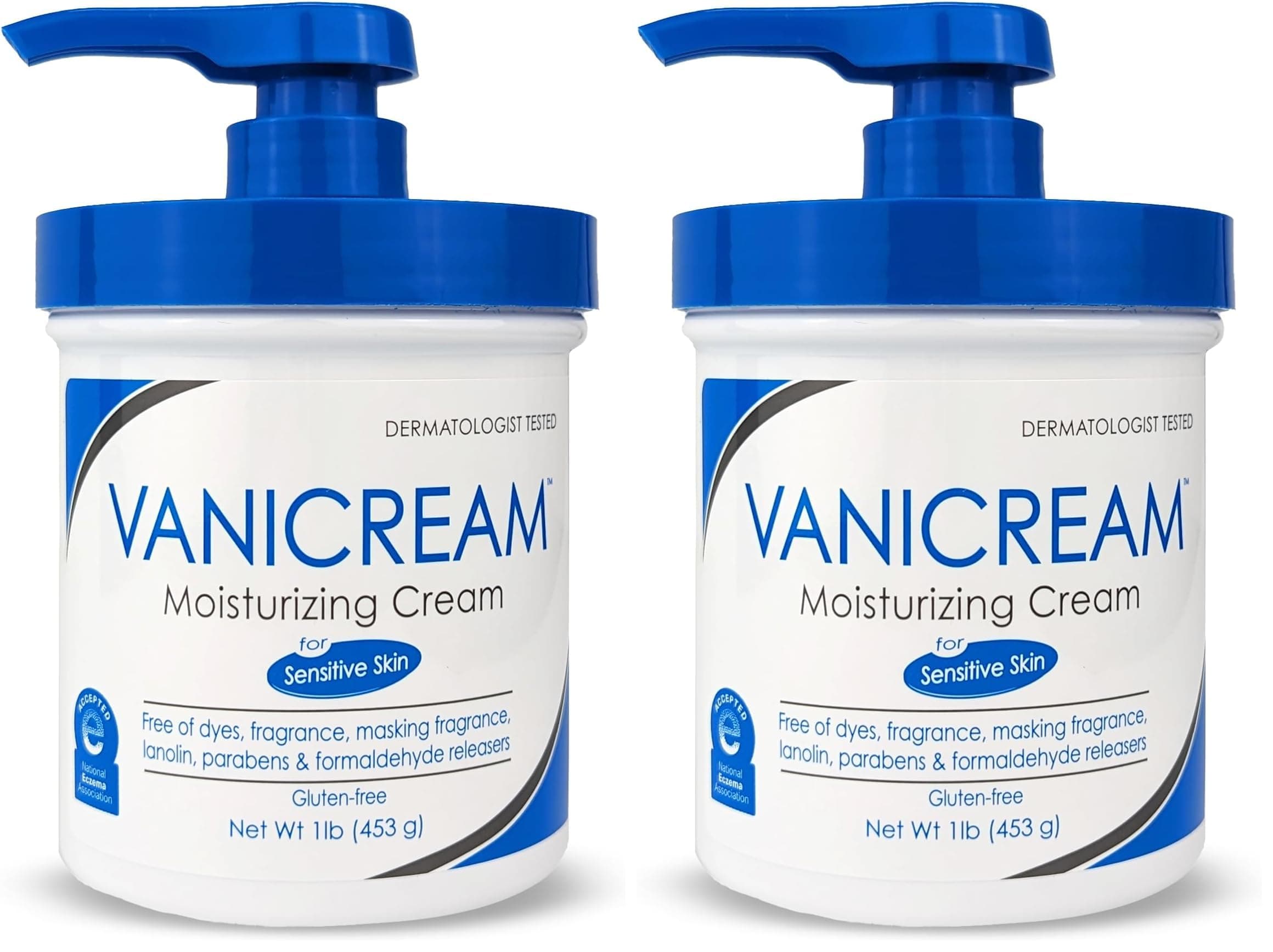 Moisturizing Skin Cream with Pump Dispenser - 16 fl oz (1 lb) - Moisturizer Formulated Without Common Irritants for Those with Sensitive Skin (Pack of 2)