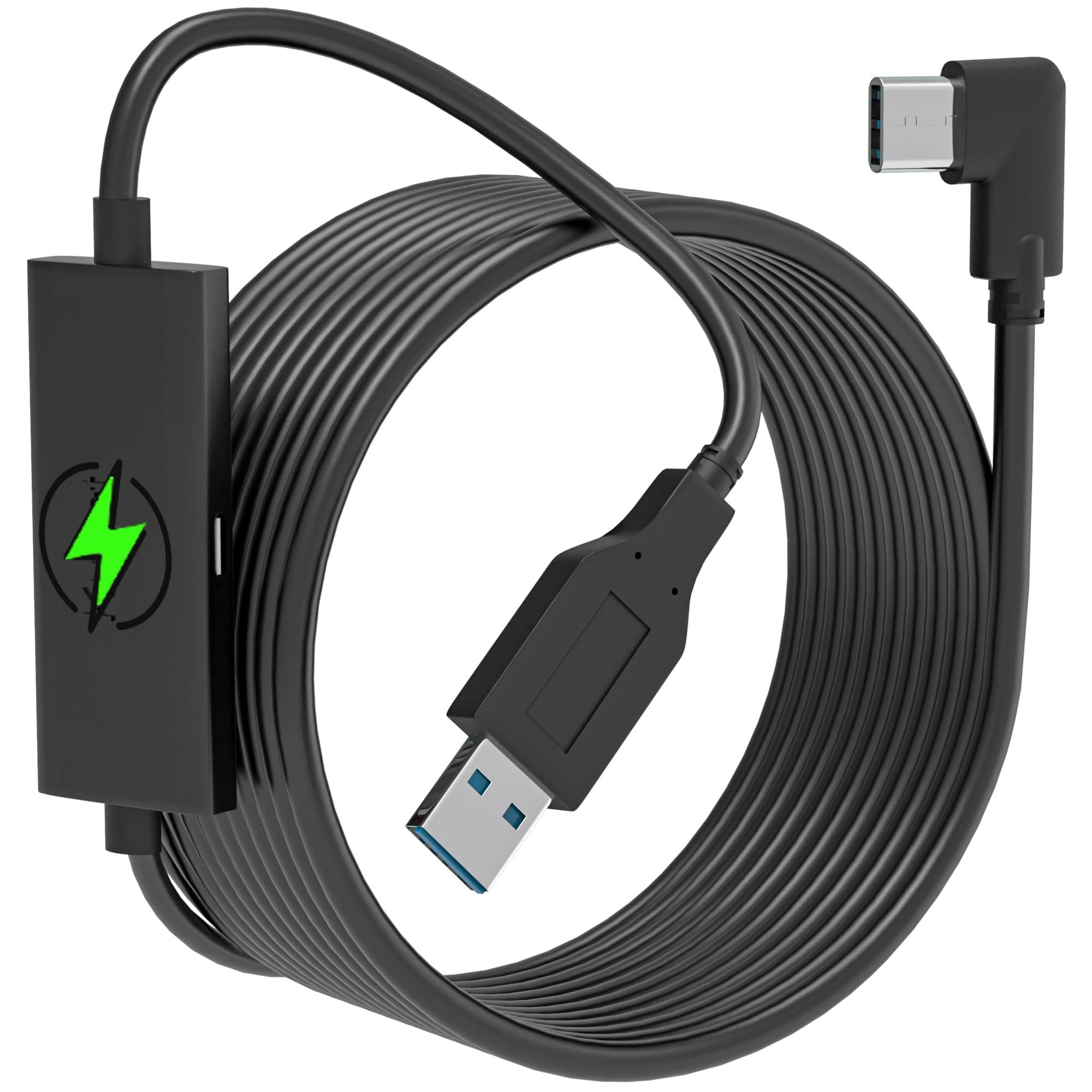 Kuject Design 20FT Link Cable for Quest 2/Pro, with Separate Charging Port for Uninterrupted Power, USB 3.0 Type A to C Cable for VR Headset Accessories and Gaming PC